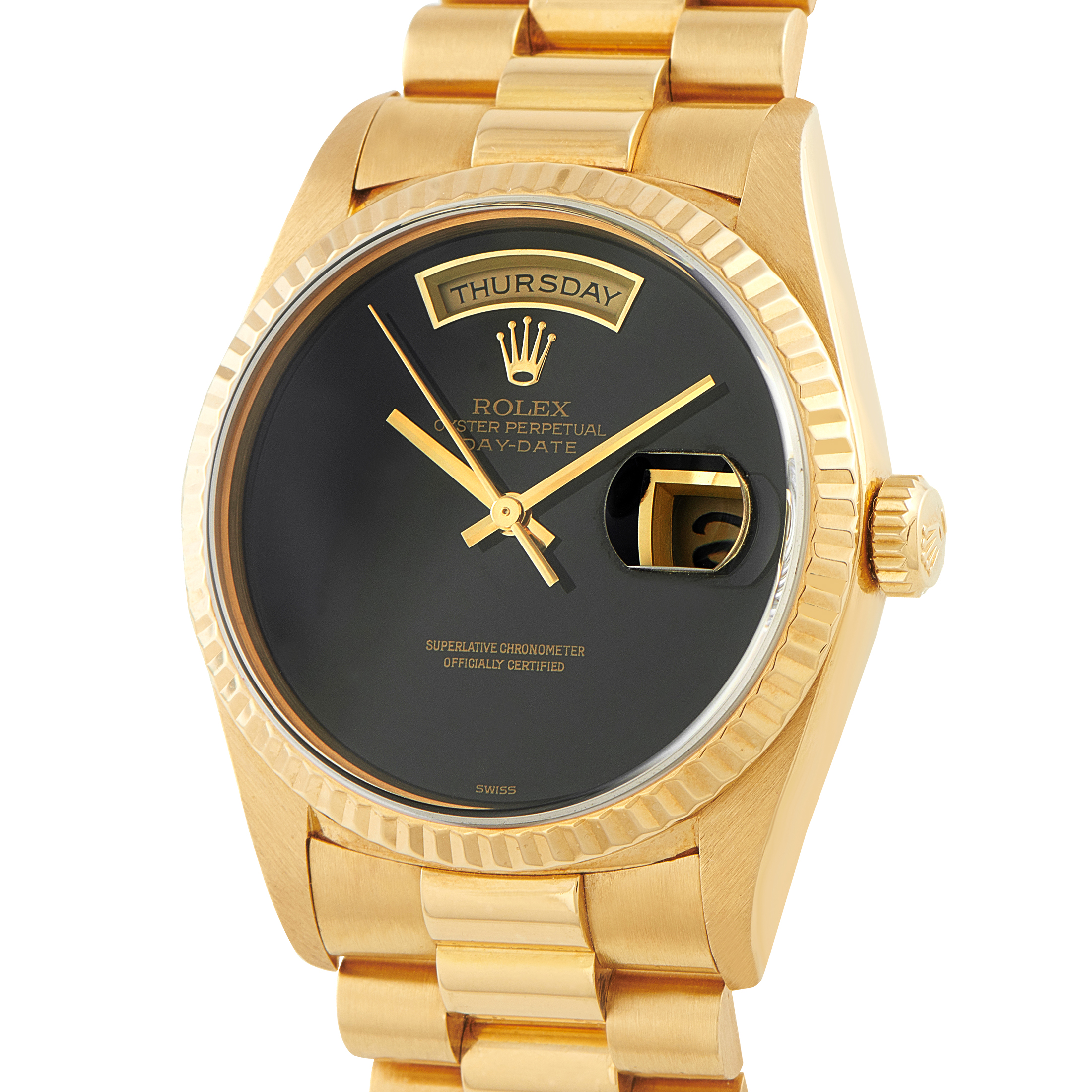 Rolex Day-Date 36 Onyx Dial Yellow Gold President Watch 18238 - Image 2
