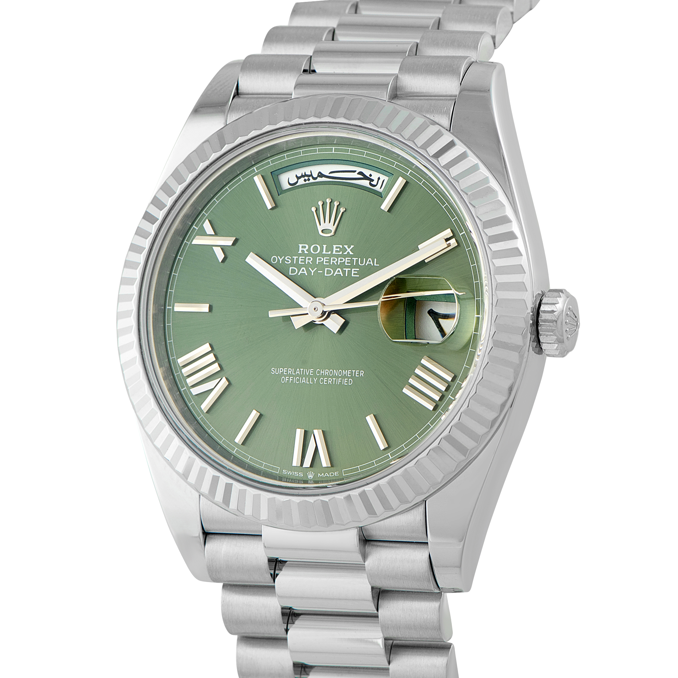 Rolex Day-Date 40 Olive Green Dial Platinum President Watch 228236 - Image 2