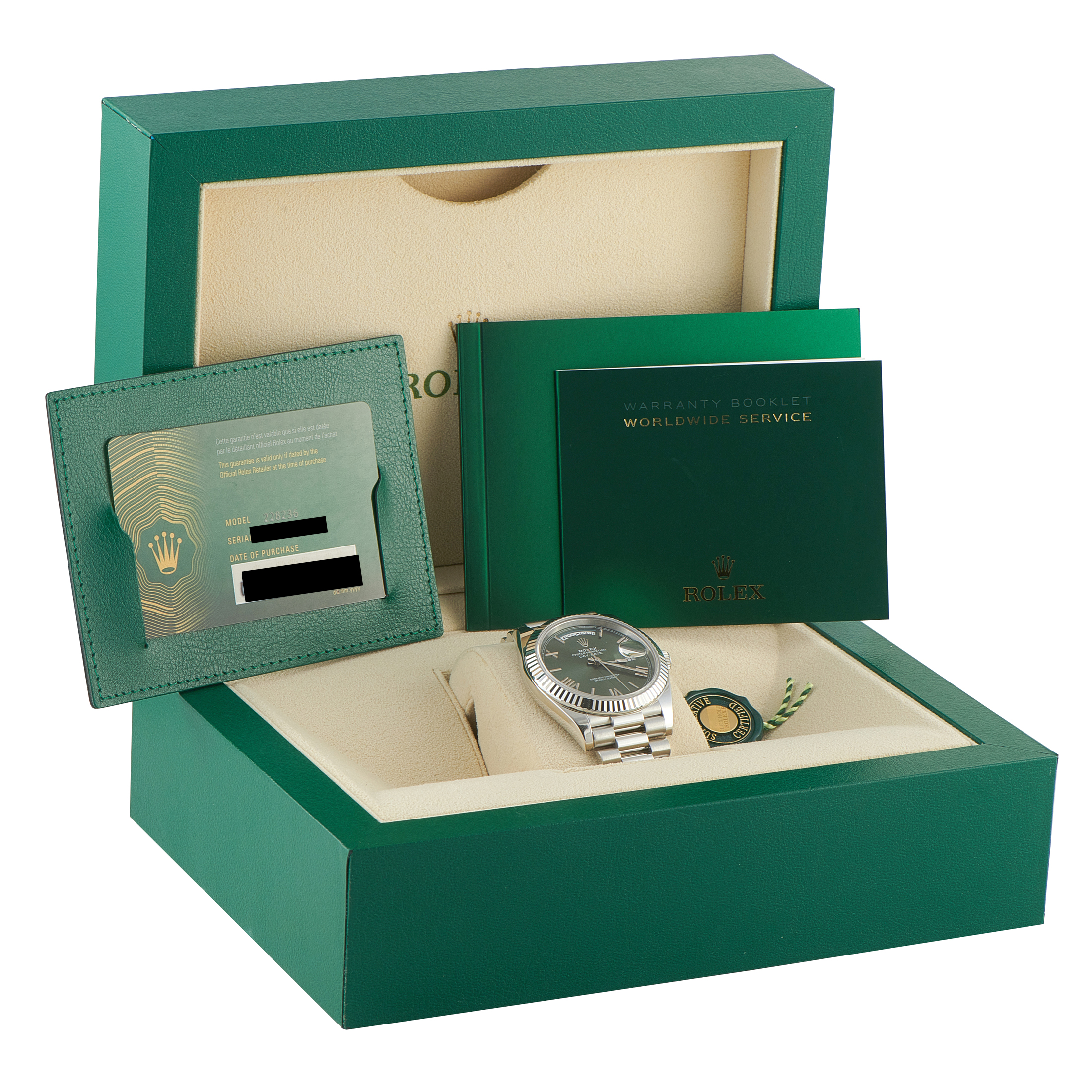 Rolex Day-Date 40 Olive Green Dial Platinum President Watch 228236 - Image 5