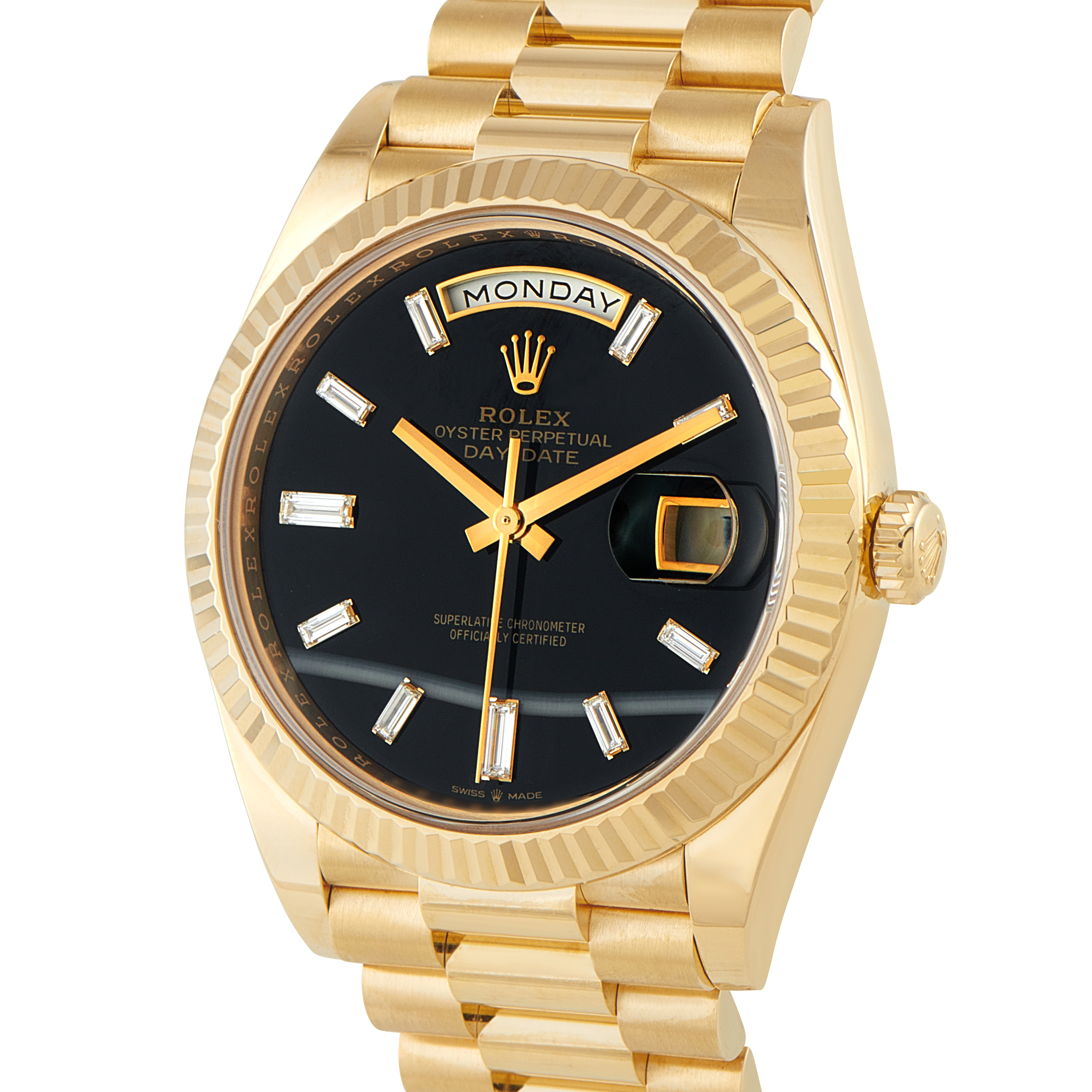 Rolex Day-Date Diamond-Set Onyx Dial Yellow Gold President Watch