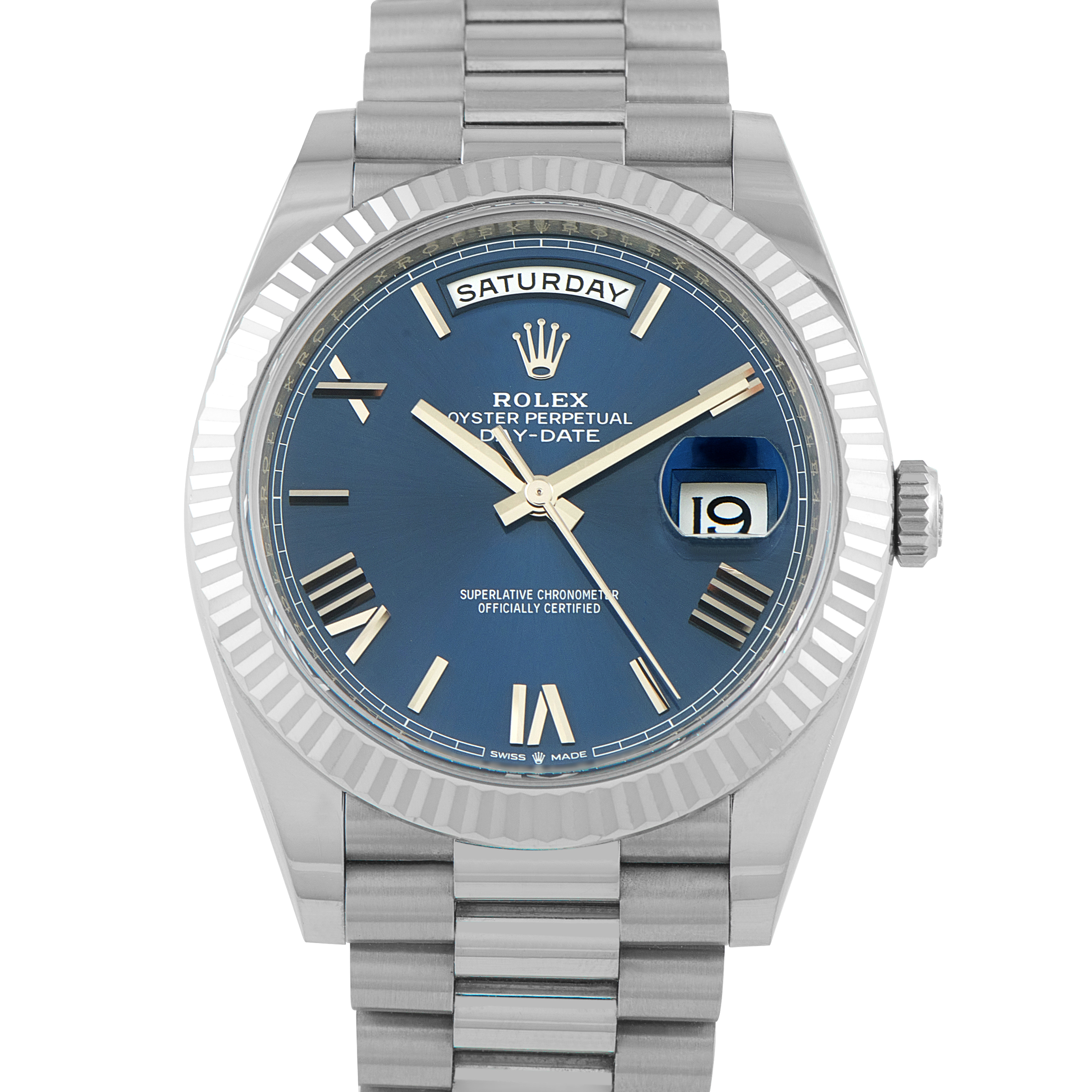 Rolex Day-Date 40 Blue Dial White Gold President Watch 228239