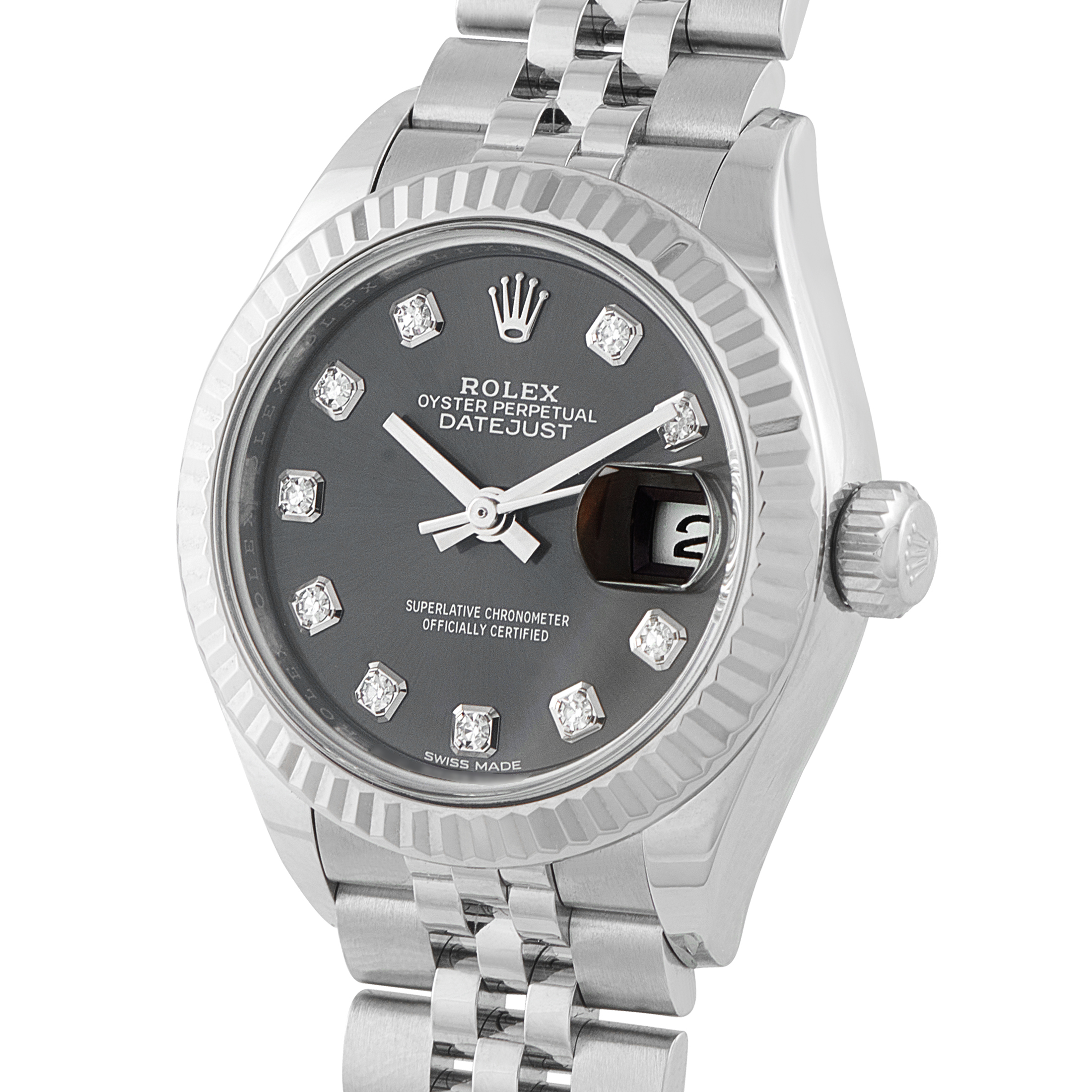Rolex Lady Datejust Diamond-Set Gray Dial Steel Jubilee Watch 279174 - Image 2