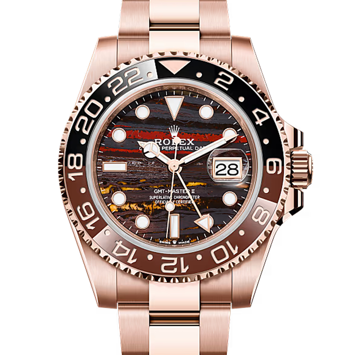Rolex GMT-Master II Tiger Iron Dial Everose Gold Oyster Watch
