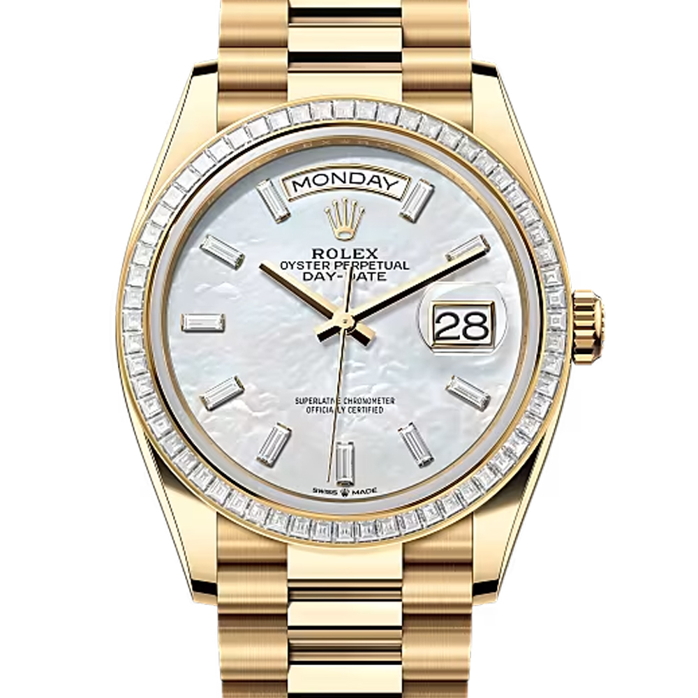 Rolex Day-Date 36 Mother-of-Pearl Diamond Dial Yellow Gold President Watch 128398TBR