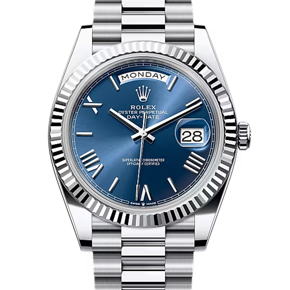 Rolex Day-Date 40 Bright Blue Dial Platinum President Watch 228236