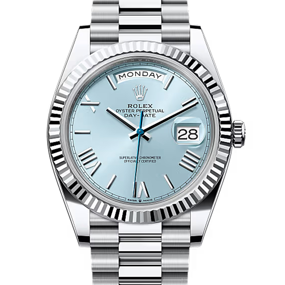Rolex Day-Date 40 Ice Blue Dial Platinum President Watch 228236
