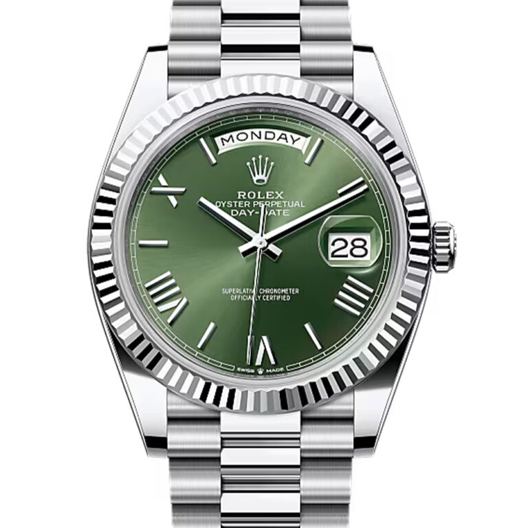 Rolex Day-Date 40 platinum President bracelet olive green dial, ref. 228236