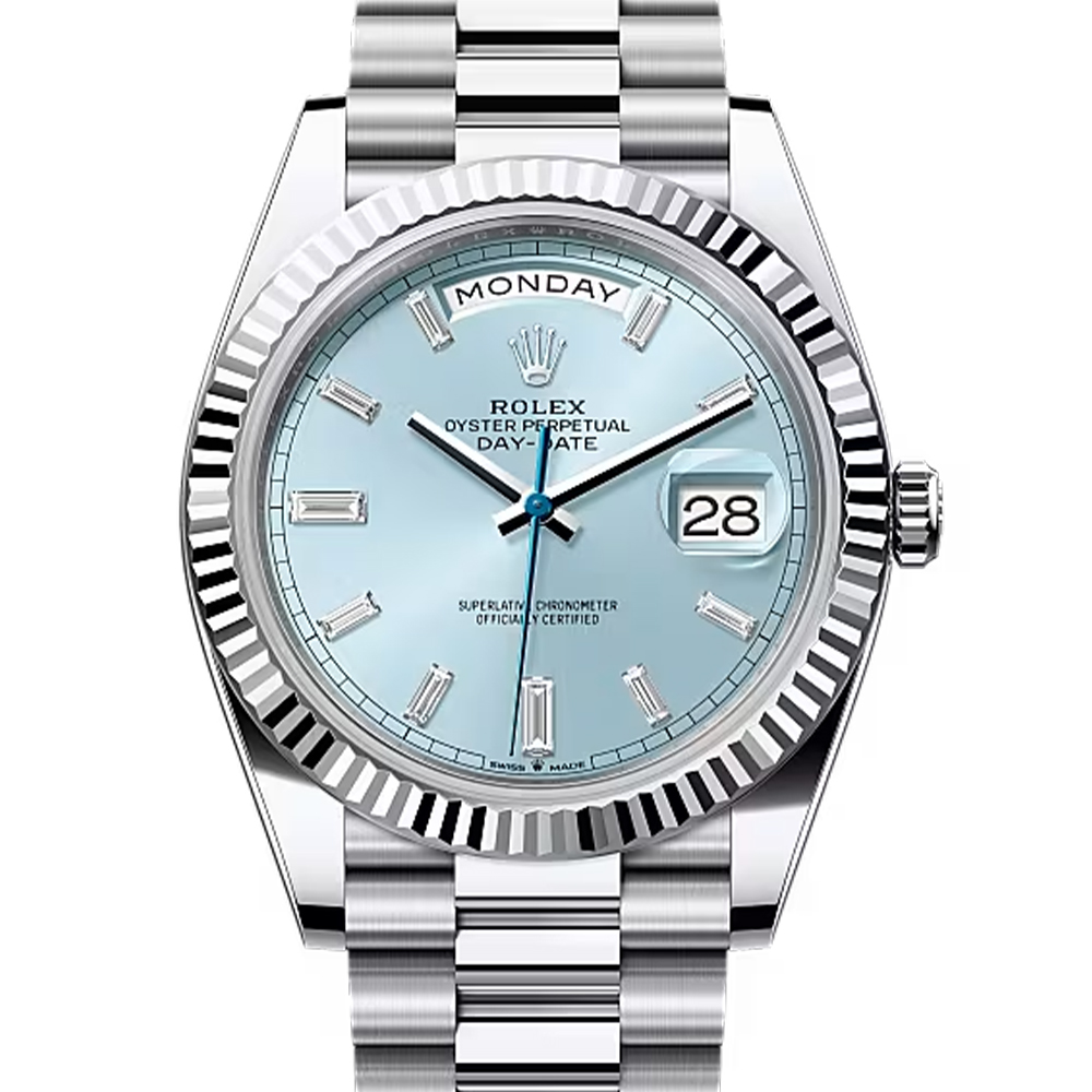 Rolex Day-Date 40 Ice Blue Diamond Dial Platinum President Watch 228236