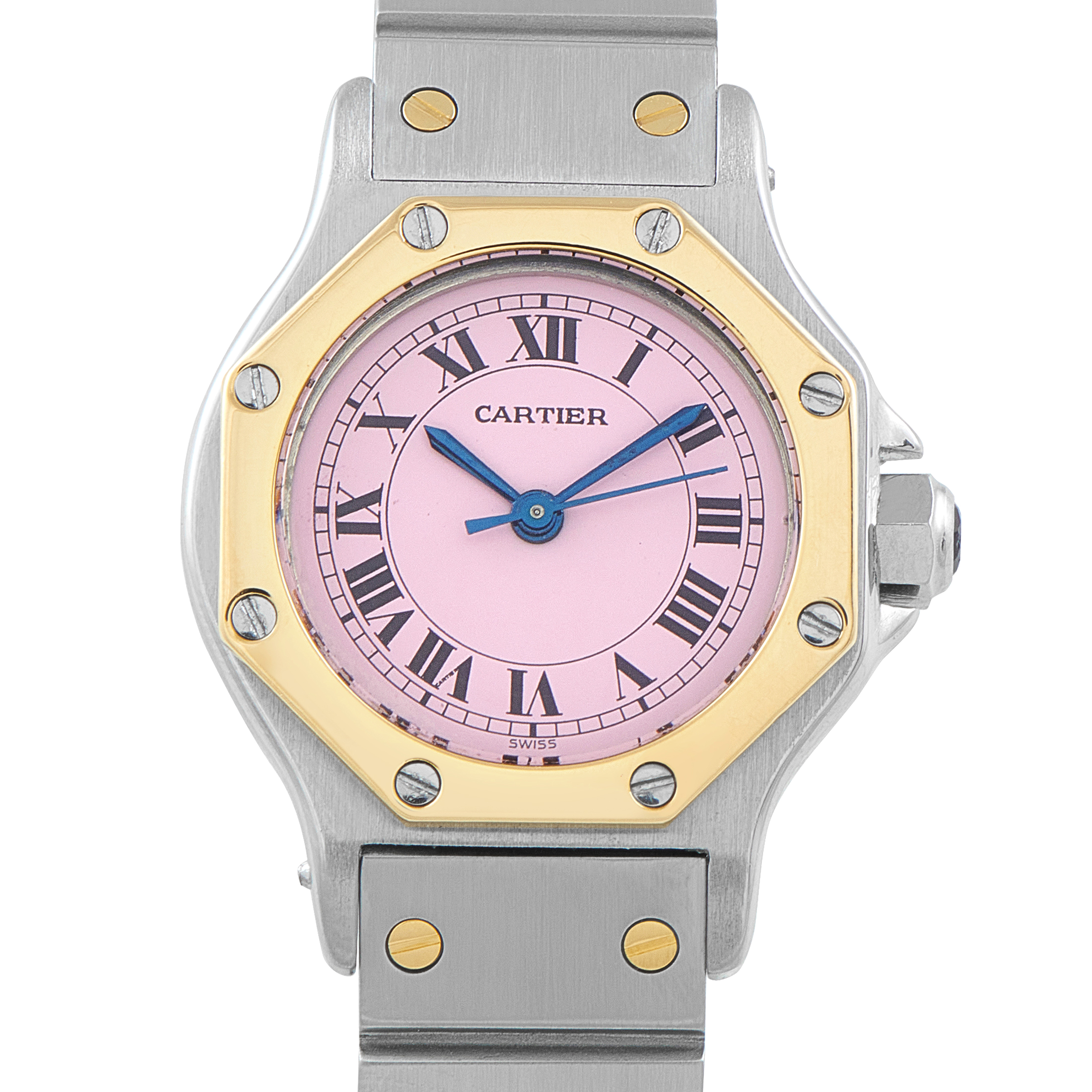 Cartier Santos Octagon Pink Dial Two-Tone Watch 187903 - 25 mm