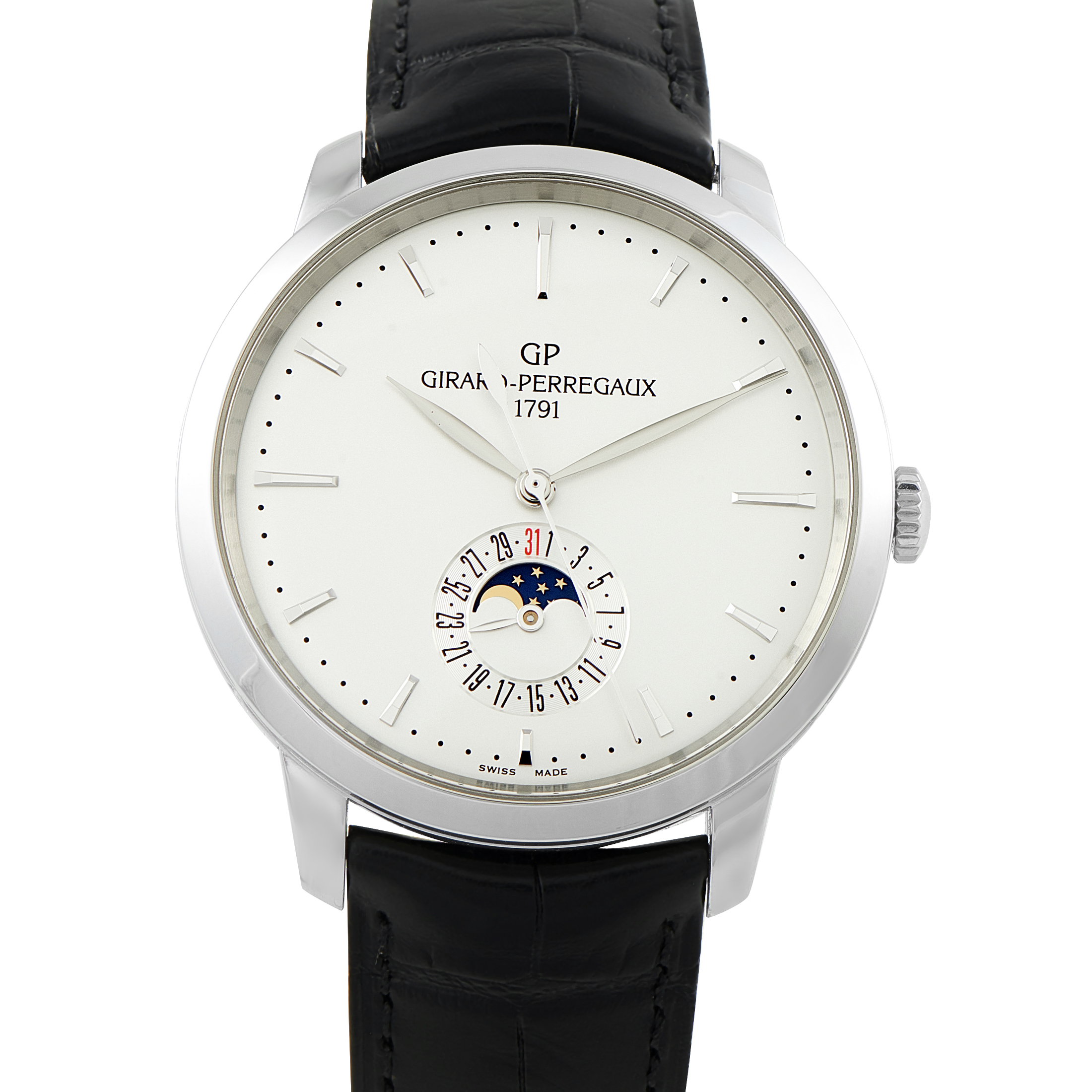 Girard Perregaux 1966 Date and Moon Phase Steel Watch 49545-11-131-BB60