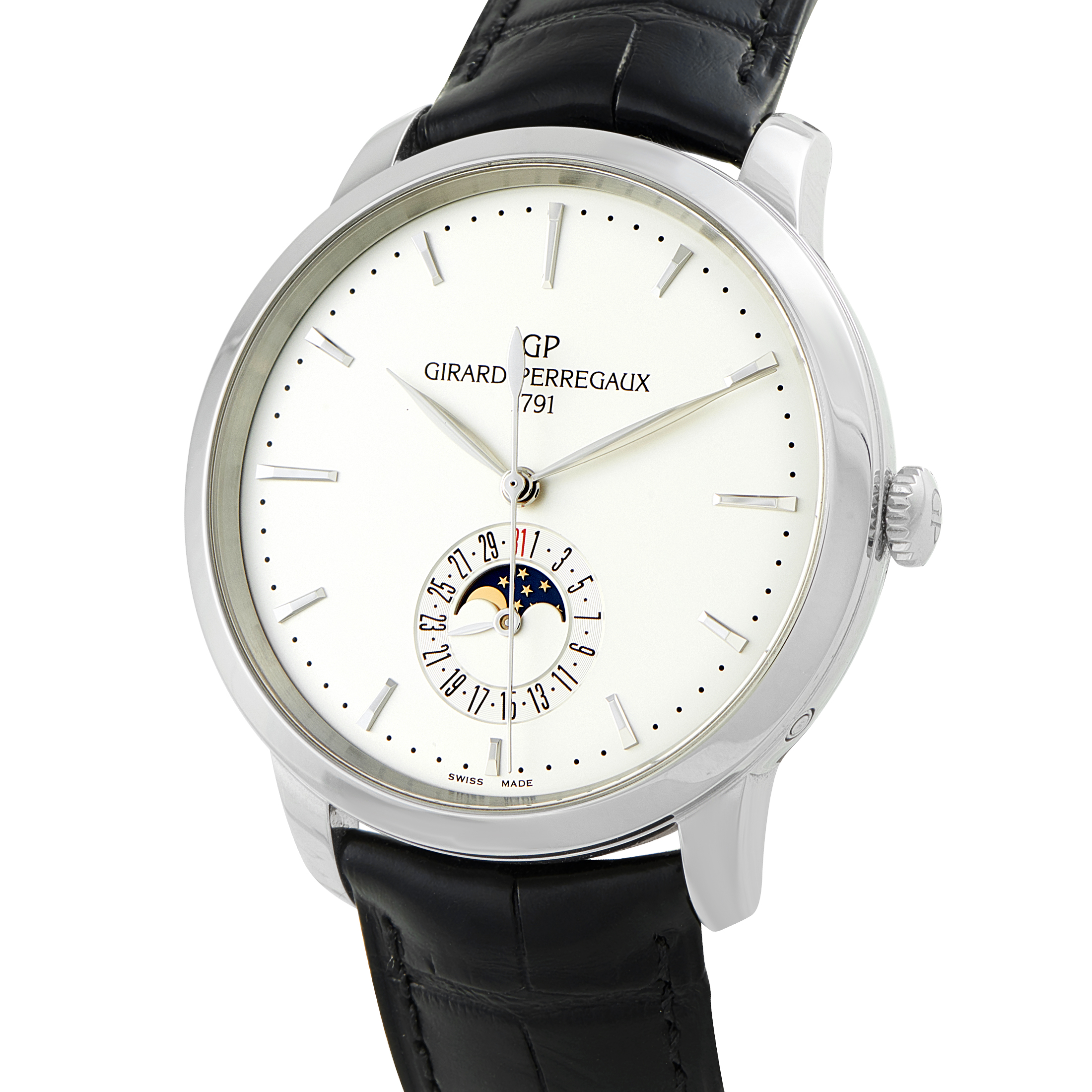 Girard Perregaux 1966 Date and Moon Phase Steel Watch 49545-11-131-BB60 - Image 2