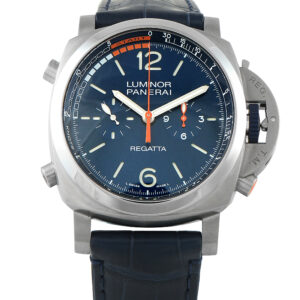 Pre-owned Panerai Luminor Regatta Blue Mare titanium 47mm flyback chronograph, ref. PAM01216