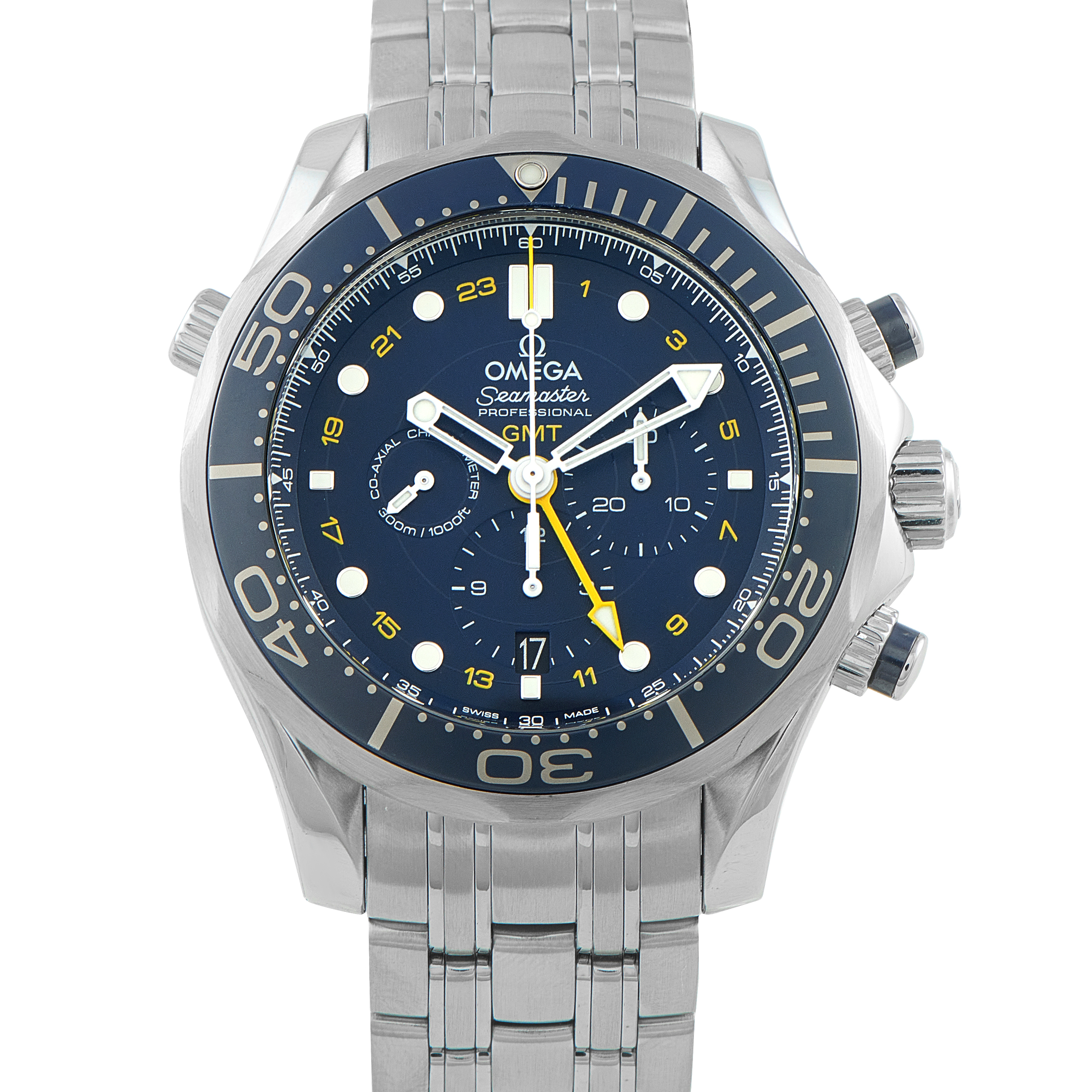 Omega Seamaster Diver 300M GMT Chronograph Steel Watch 212.30.44.52.03.001