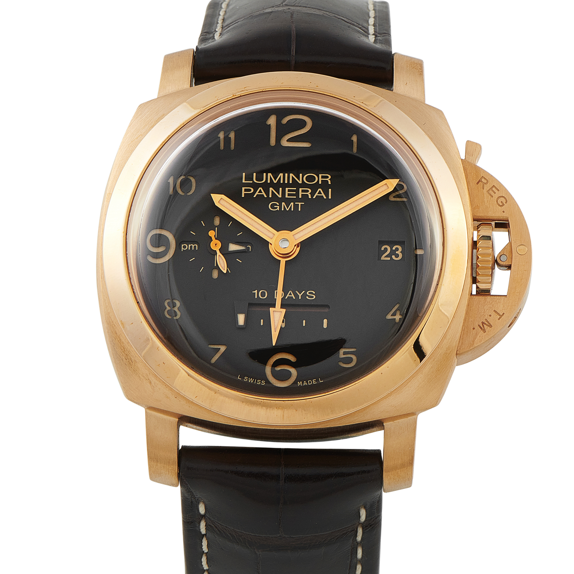 Officine Panerai Luminor GMT 10 Days 18K Rose Gold Watch pam00491