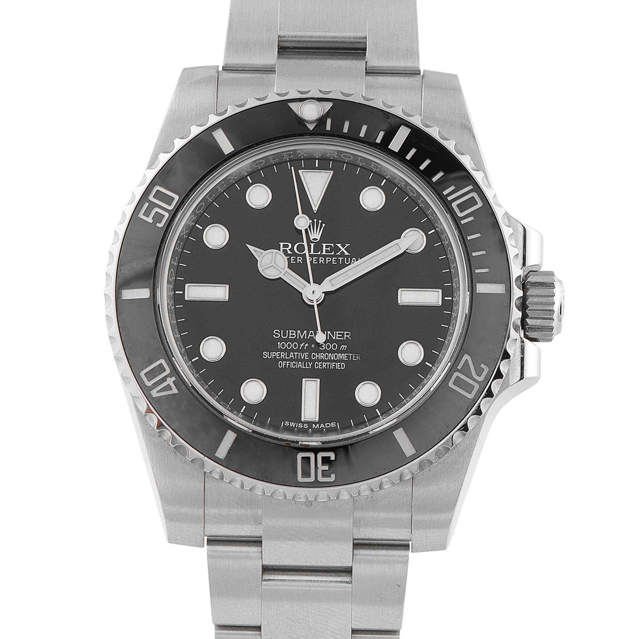 Rolex Submariner Black Dial No-Date Oystersteel Watch 114060