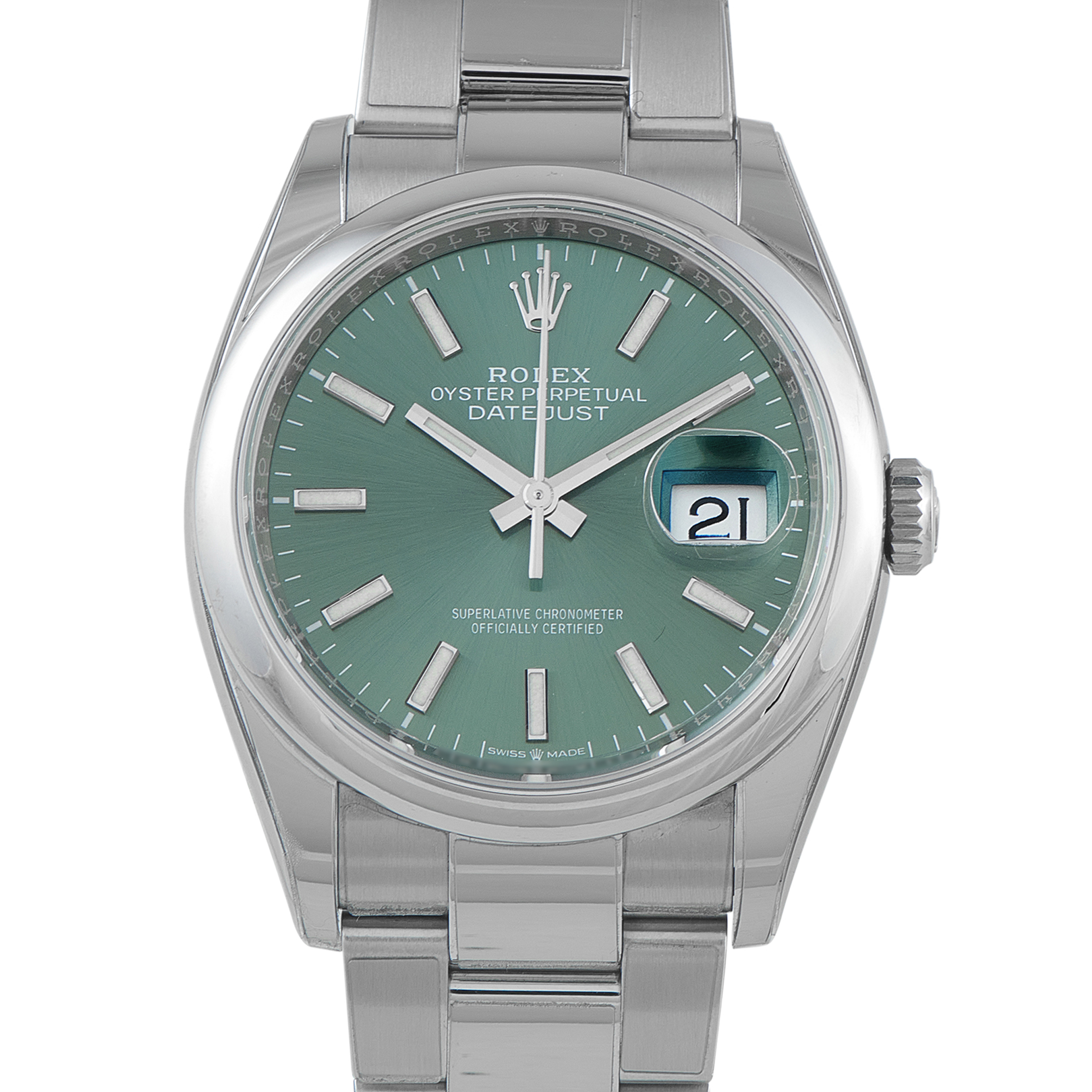 Rolex Datejust 36 Green Dial Oystersteel Watch 126200