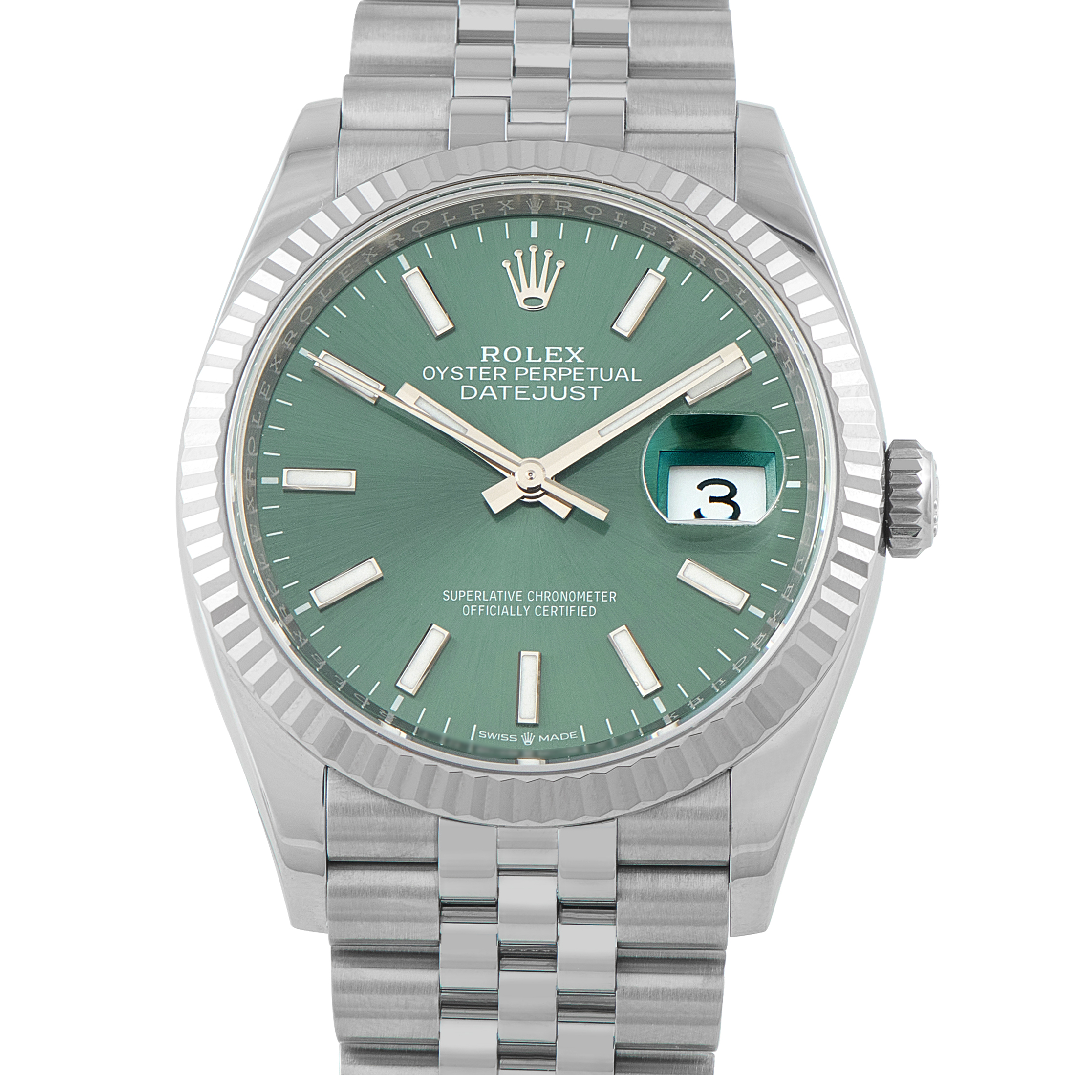 Rolex Datejust 36 Mint Green Dial Steel Jubilee Watch 126324