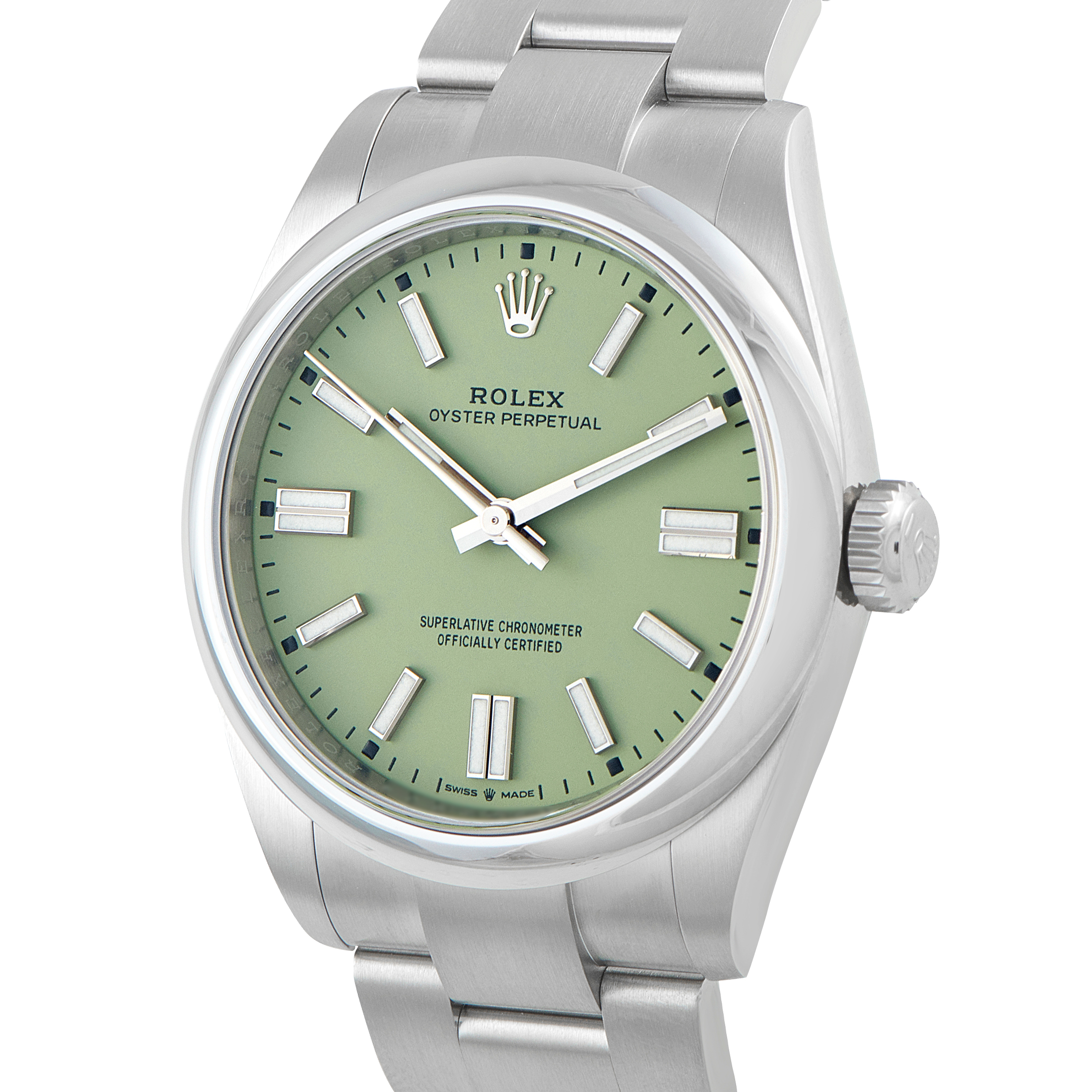 Rolex Oyster Perpetual Pistachio Dial Steel Watch 134300 - Image 2