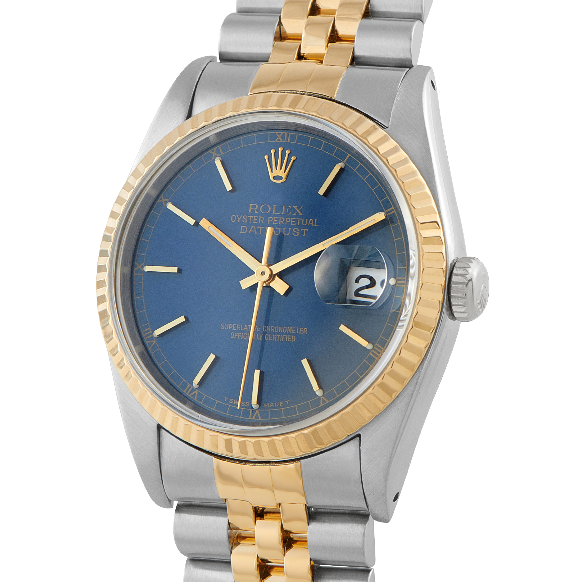 Rolex Datejust 36 Blue Dial Yellow Rolesor Watch 16233 - Image 2