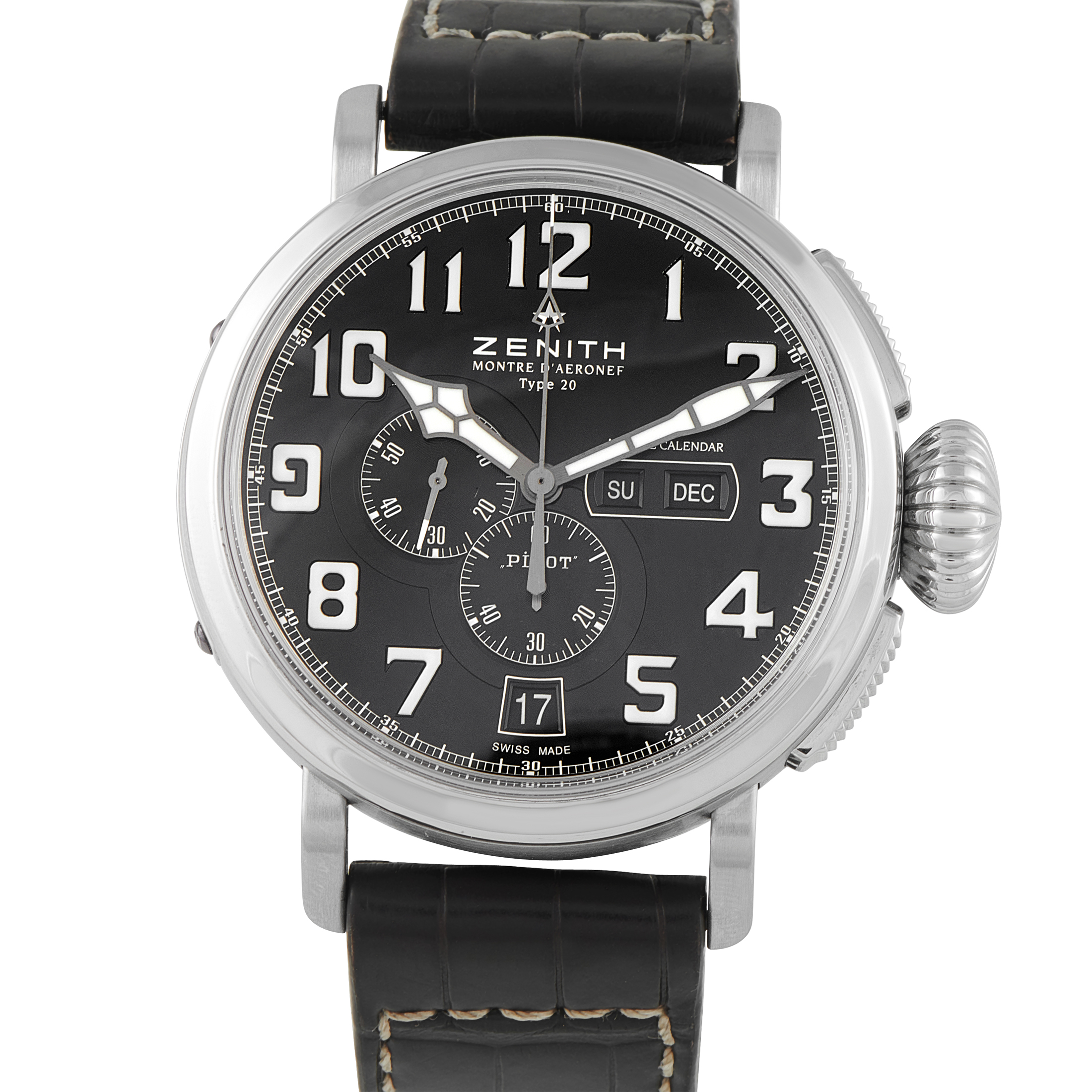 Zenith Pilot Type 20 Montre d'Aéronef Annual Calendar Steel Watch 03.2430.4054/21.C721