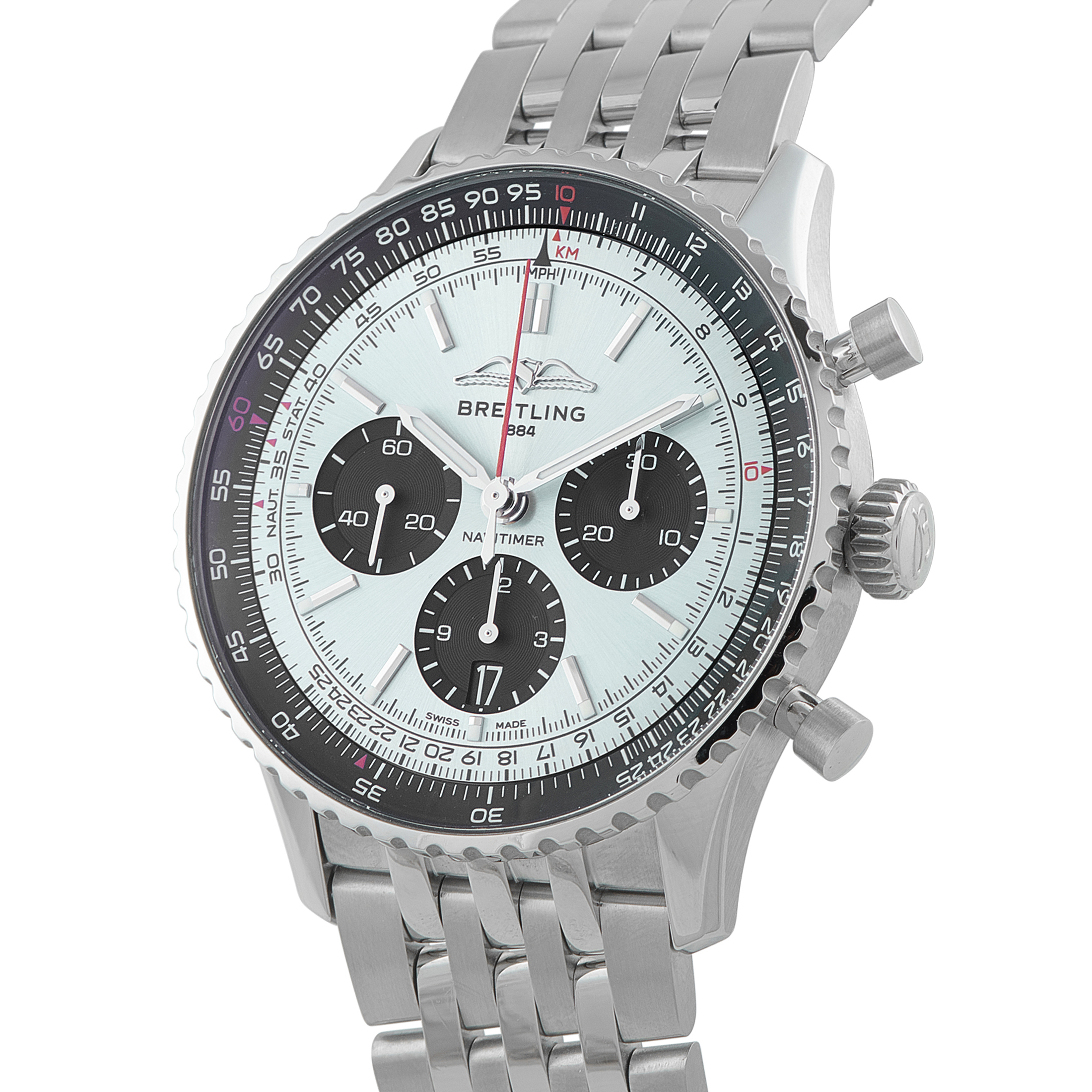Breitling Navitimer B01 Chronograph 43 Ice Blue Dial Steel Watch AB0138241C1A1 - Image 2