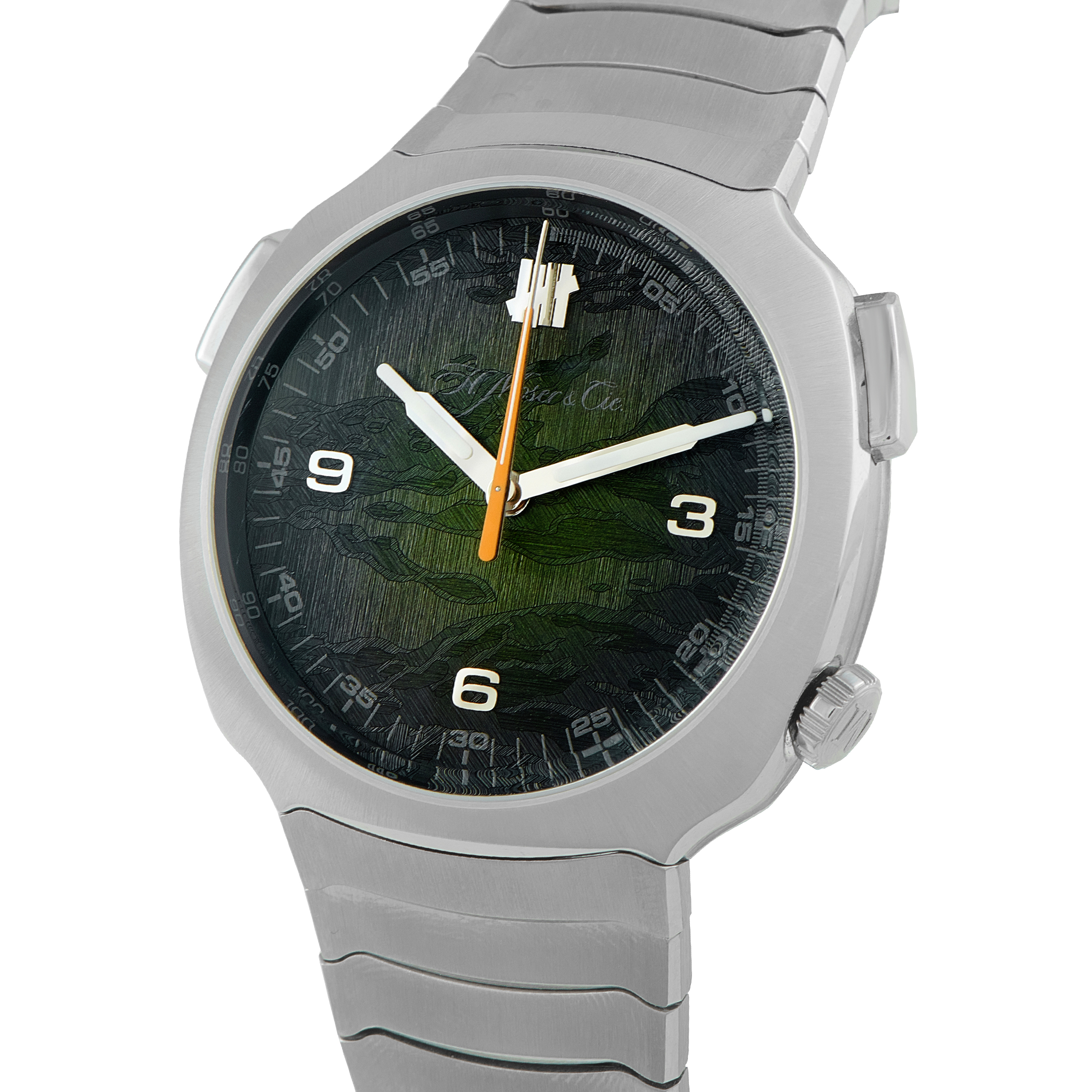 H. Moser & Cie Streamliner Chronograph Undefeated Green Camo Dial Steel Watch 6902-1205 - Image 2
