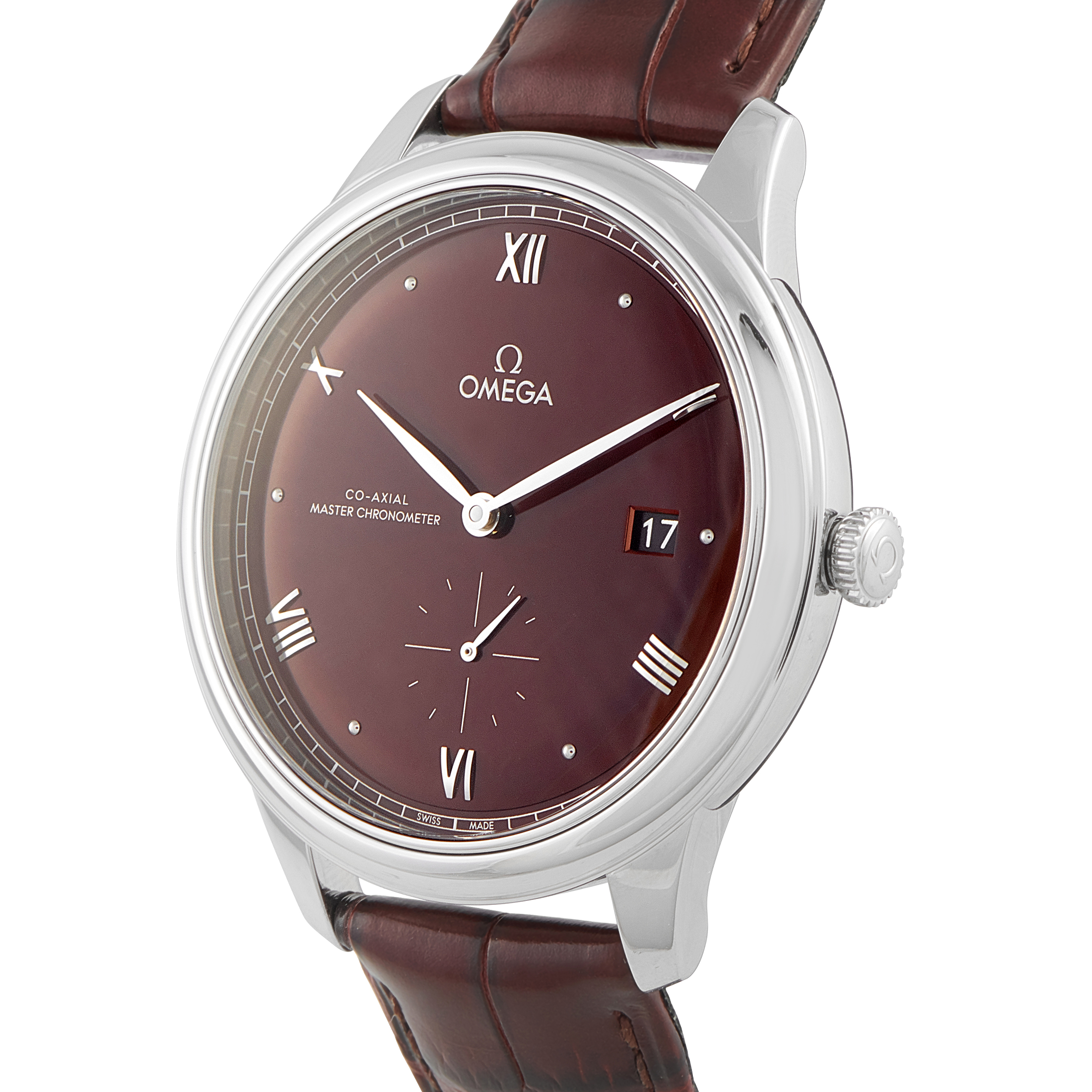 Omega De Ville Prestige Red Dial Steel on Leather Watch 434.13.41.20.11.001 - Image 2