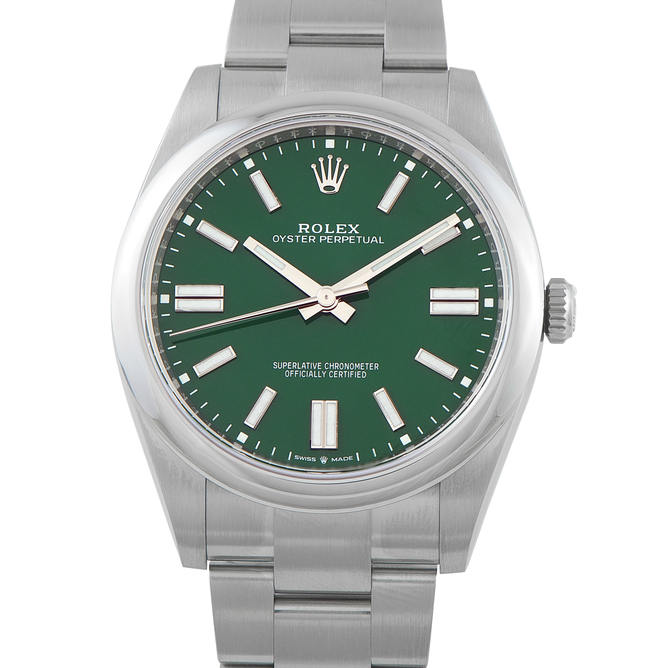 Rolex Oyster Perpetual 41 Green Dial Steel Watch 124300