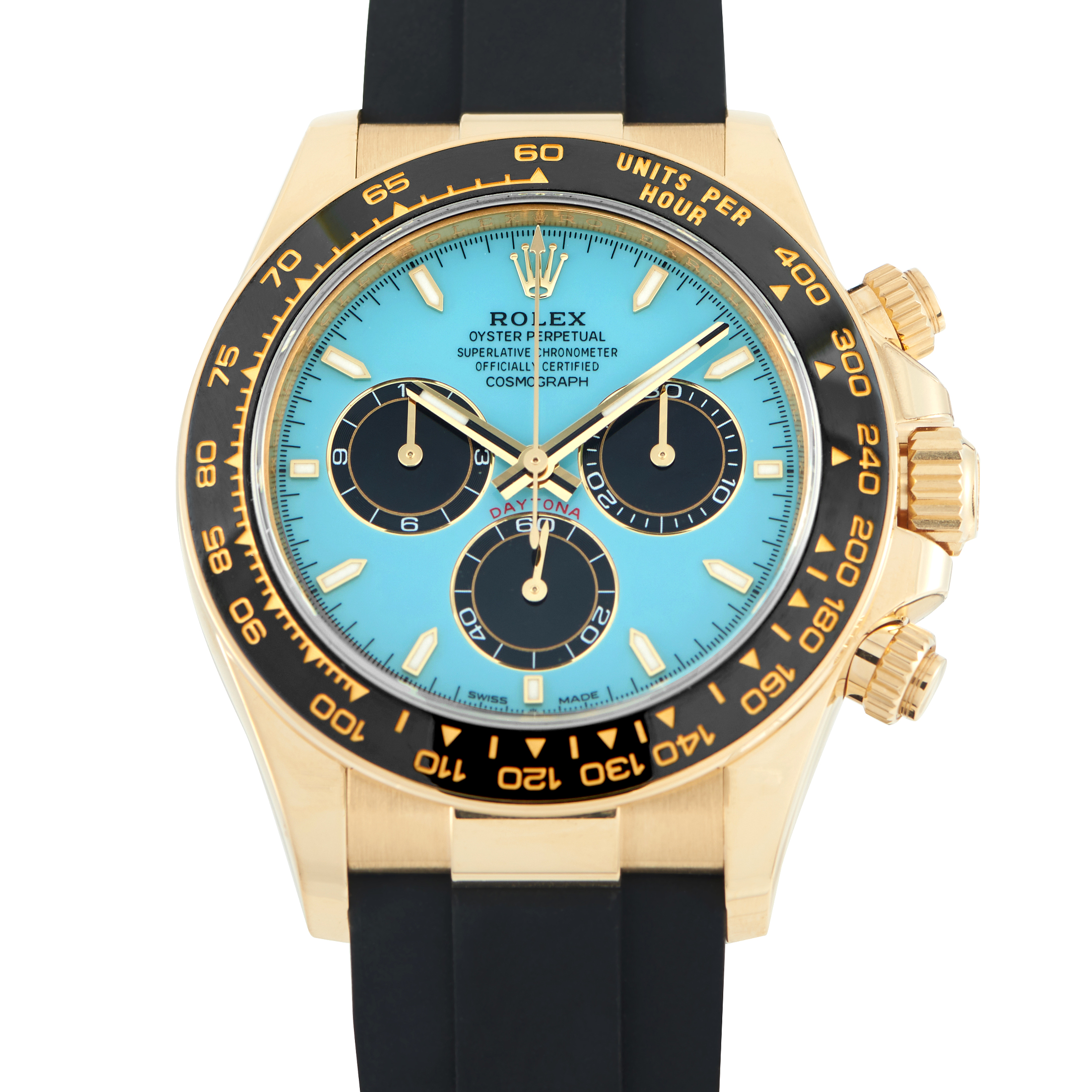 ★ロレックス ROLEX デイトナ★ Rolex Daytona Turquoise Dial Yellow Gold Oysterflex Watch 126518