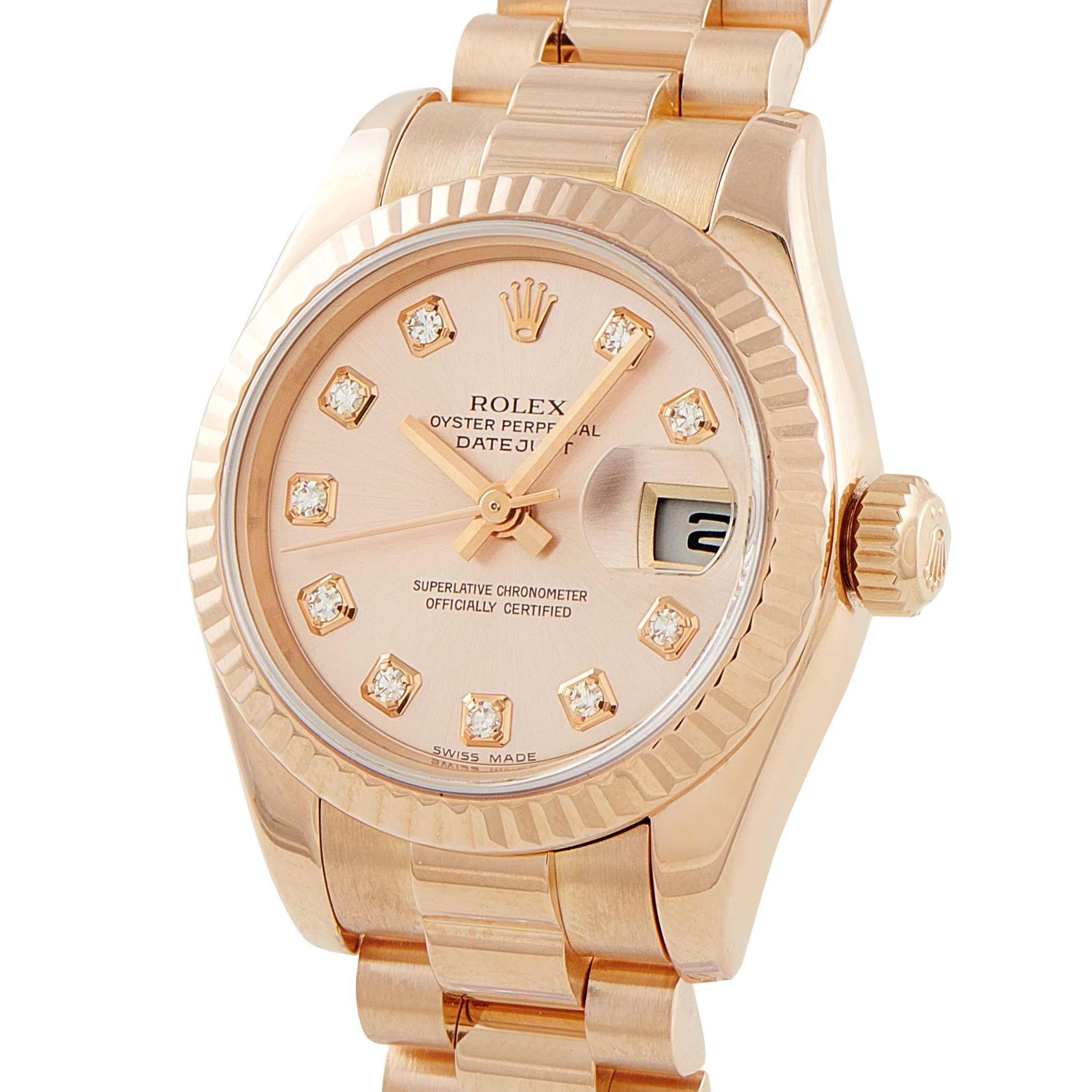 Rolex Lady-Datejust 26 Diamond Dial Everose Gold President Watch 179175 - Image 2