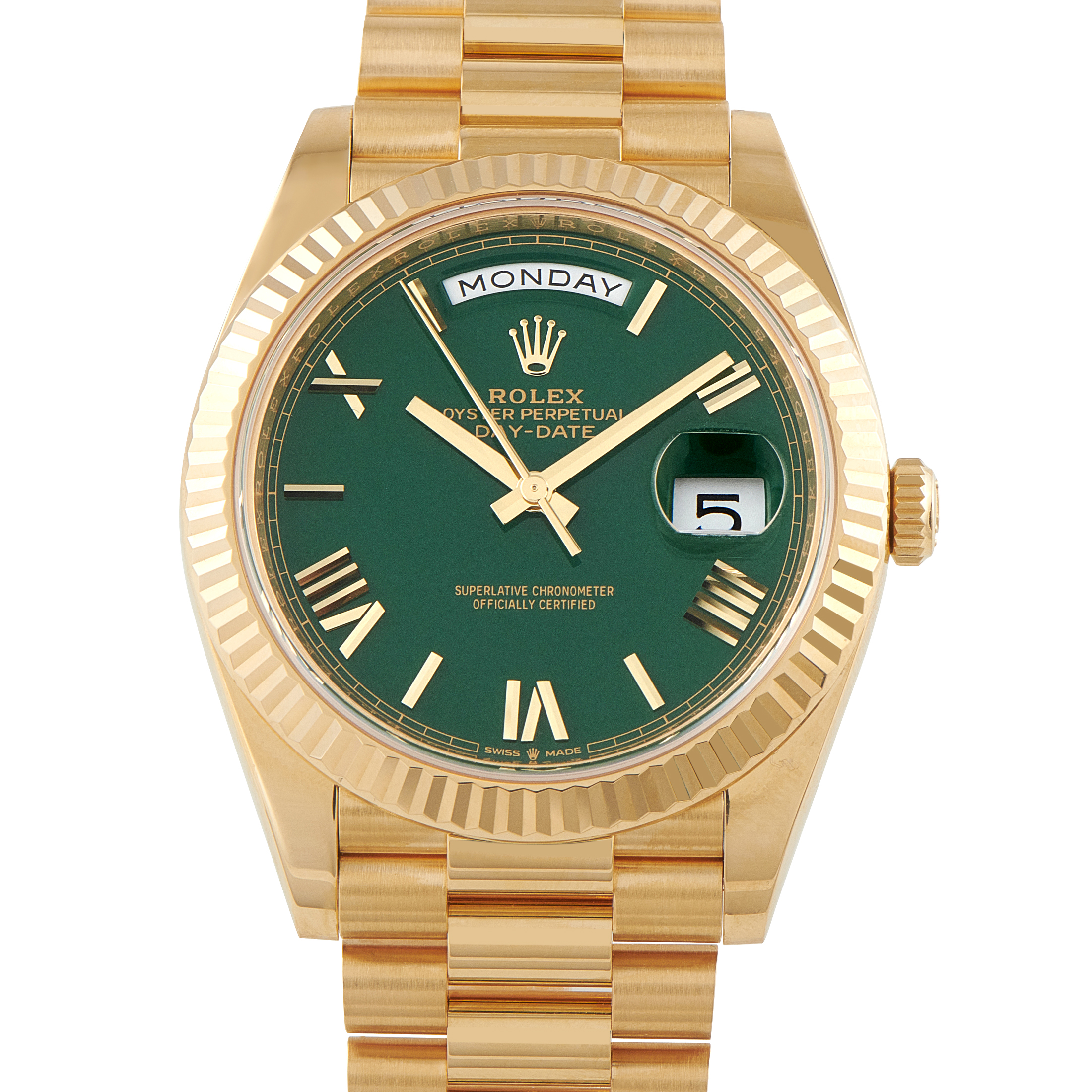 Rolex Day-Date Green Dial Yellow Gold President Watch 228238