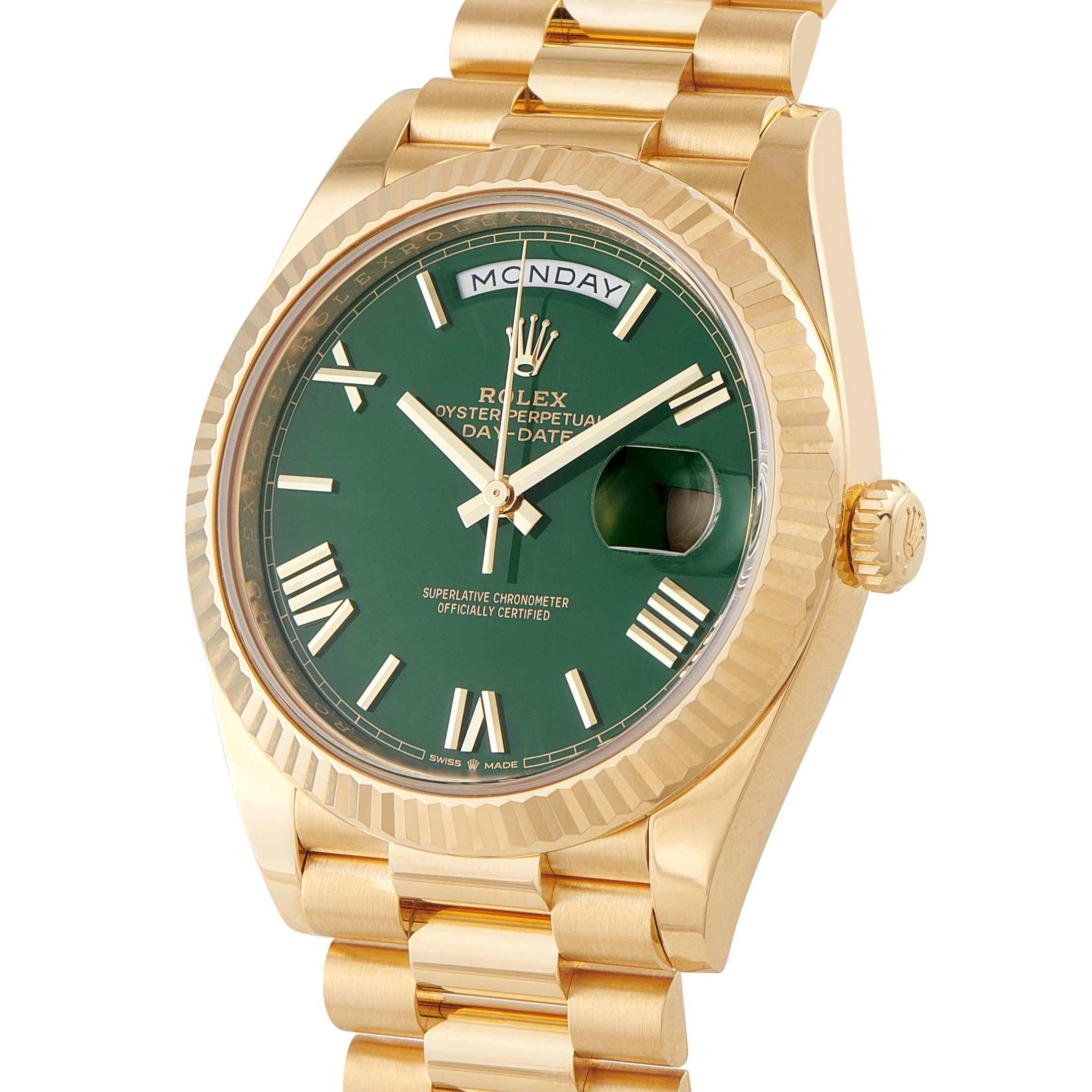 Rolex Day-Date Green Dial Yellow Gold President Watch 228238 - Image 2