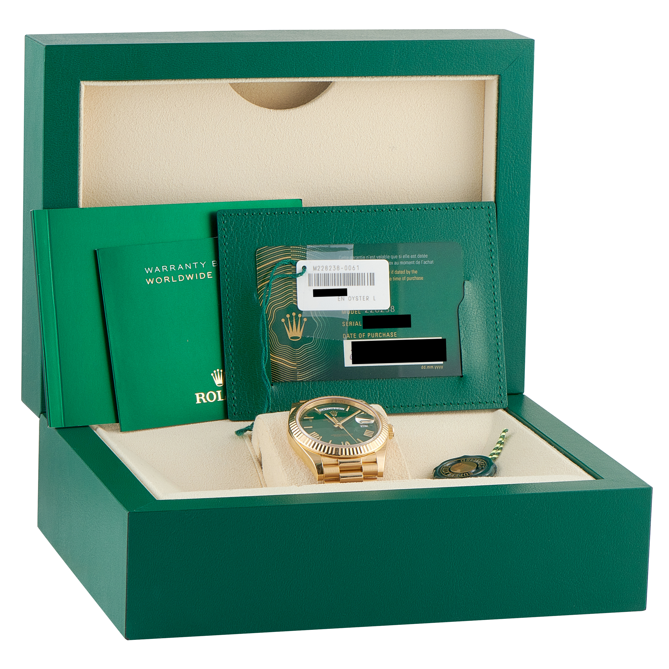 Rolex Day-Date Green Dial Yellow Gold President Watch 228238 - Image 5
