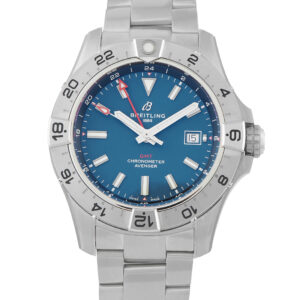 Pre-owned Breitling Avenger Automatic GMT 44mm steel blue dial bidirectional bezel