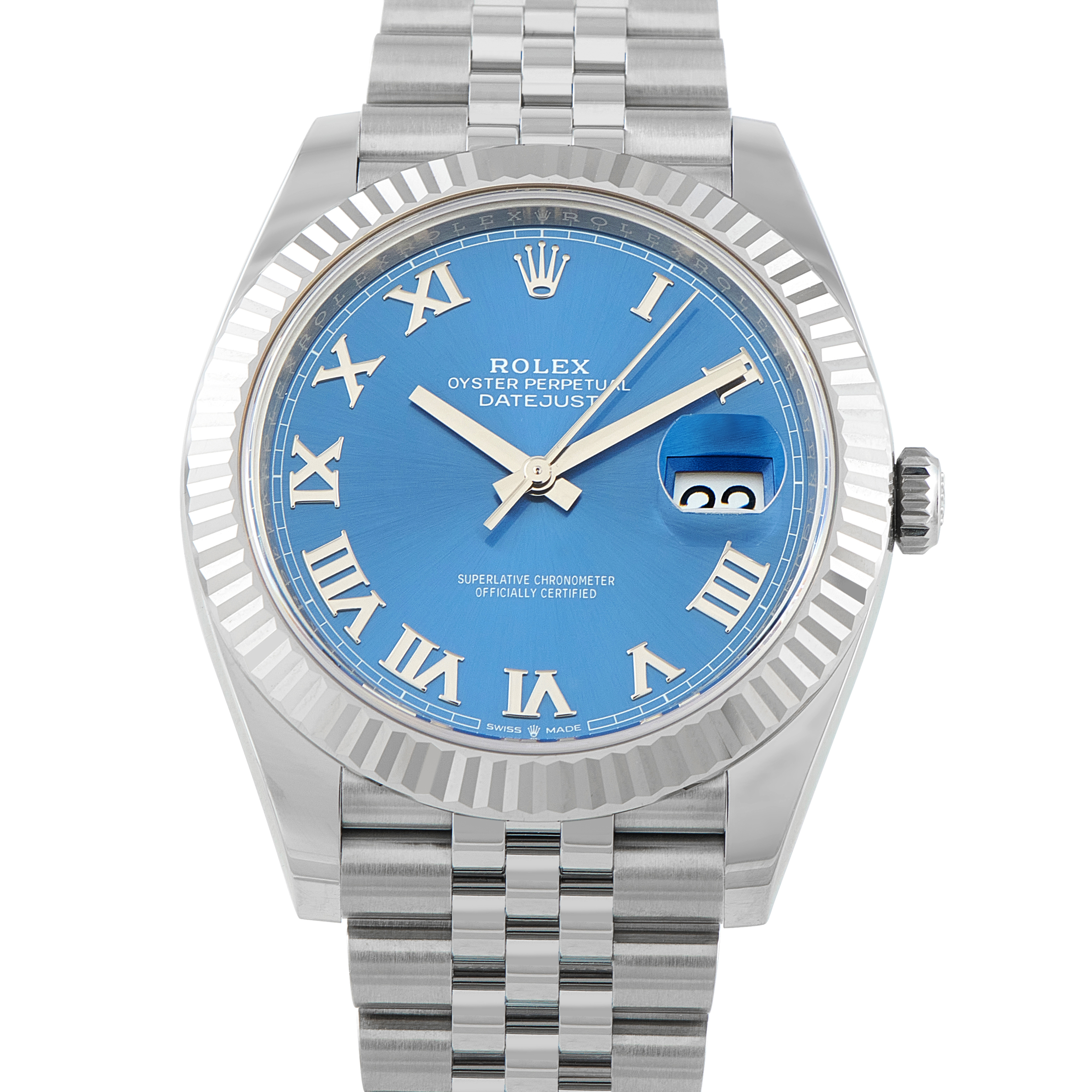 Rolex Datejust 41 Blue Roman Dial Steel Jubilee Watch 126334