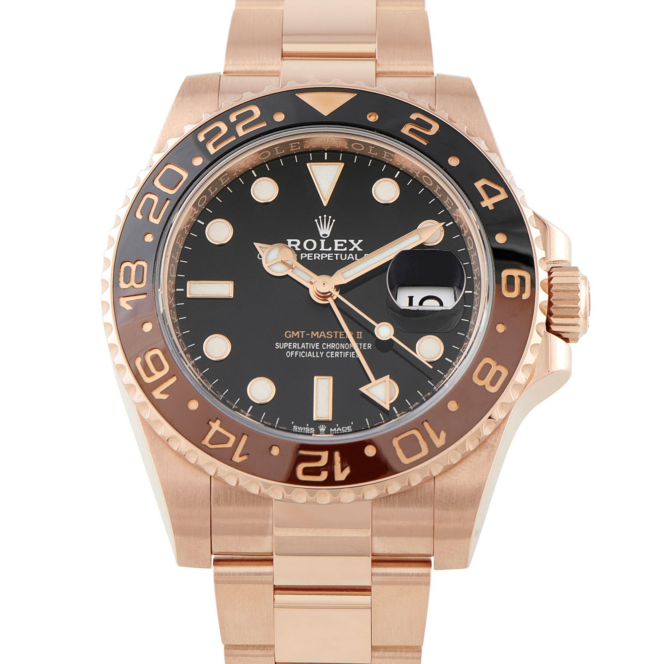 Rolex GMT-Master II Root Beer Everose Gold Oyster Watch 126715CHNR