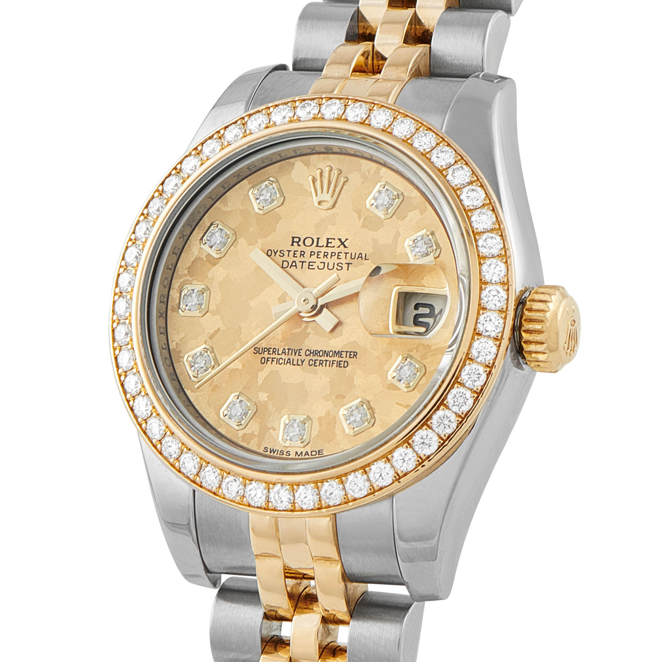 Rolex Lady-Datejust Gold Crystal Diamond Dial Two-Tone Jubilee Watch 179383 - Image 2