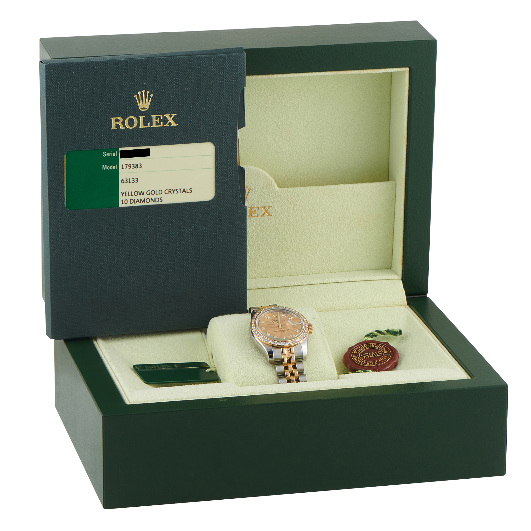 Rolex Lady-Datejust Gold Crystal Diamond Dial Two-Tone Jubilee Watch 179383 - Image 5