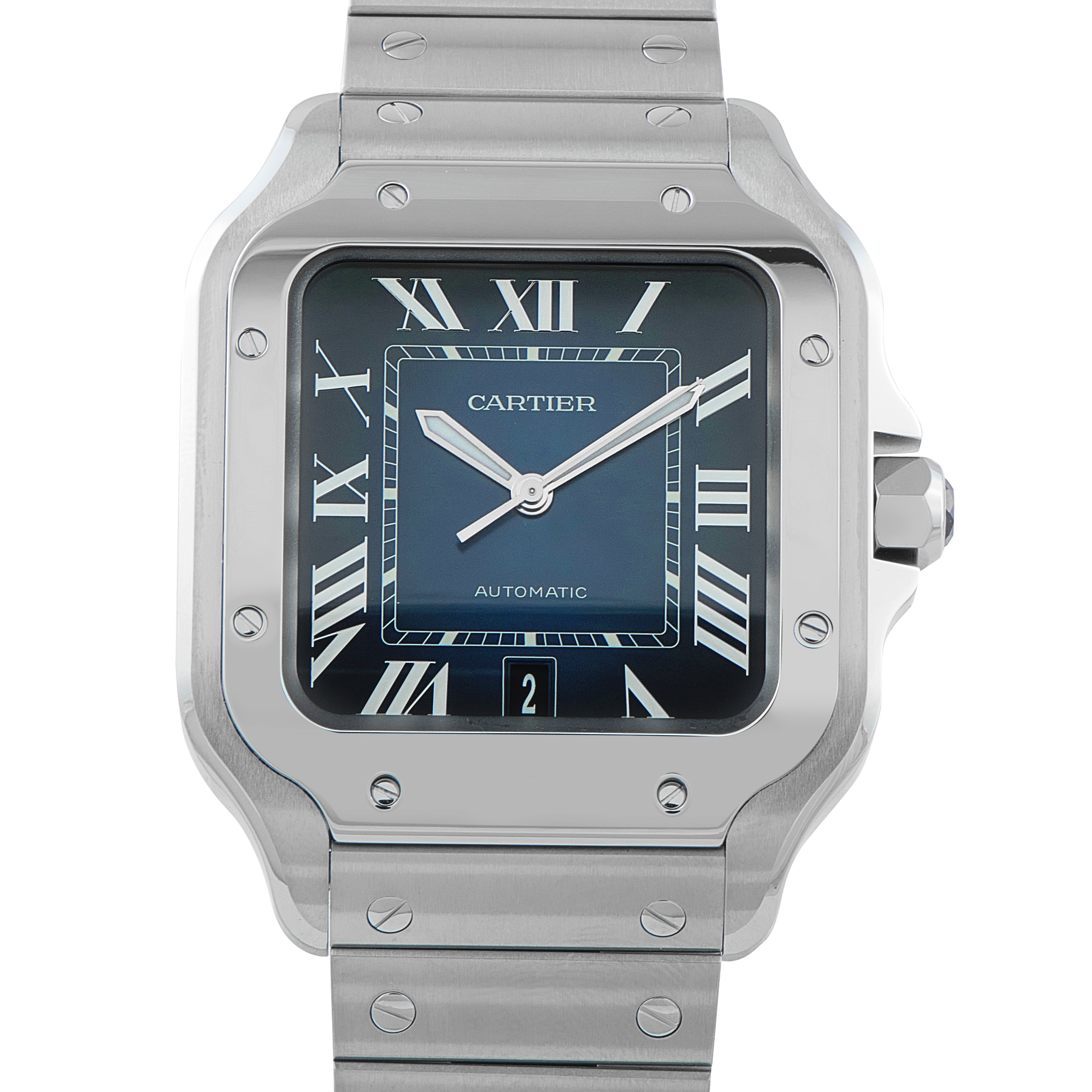 Cartier Santos de Cartier Large Model Blue Dial Steel Watch WSSA0030