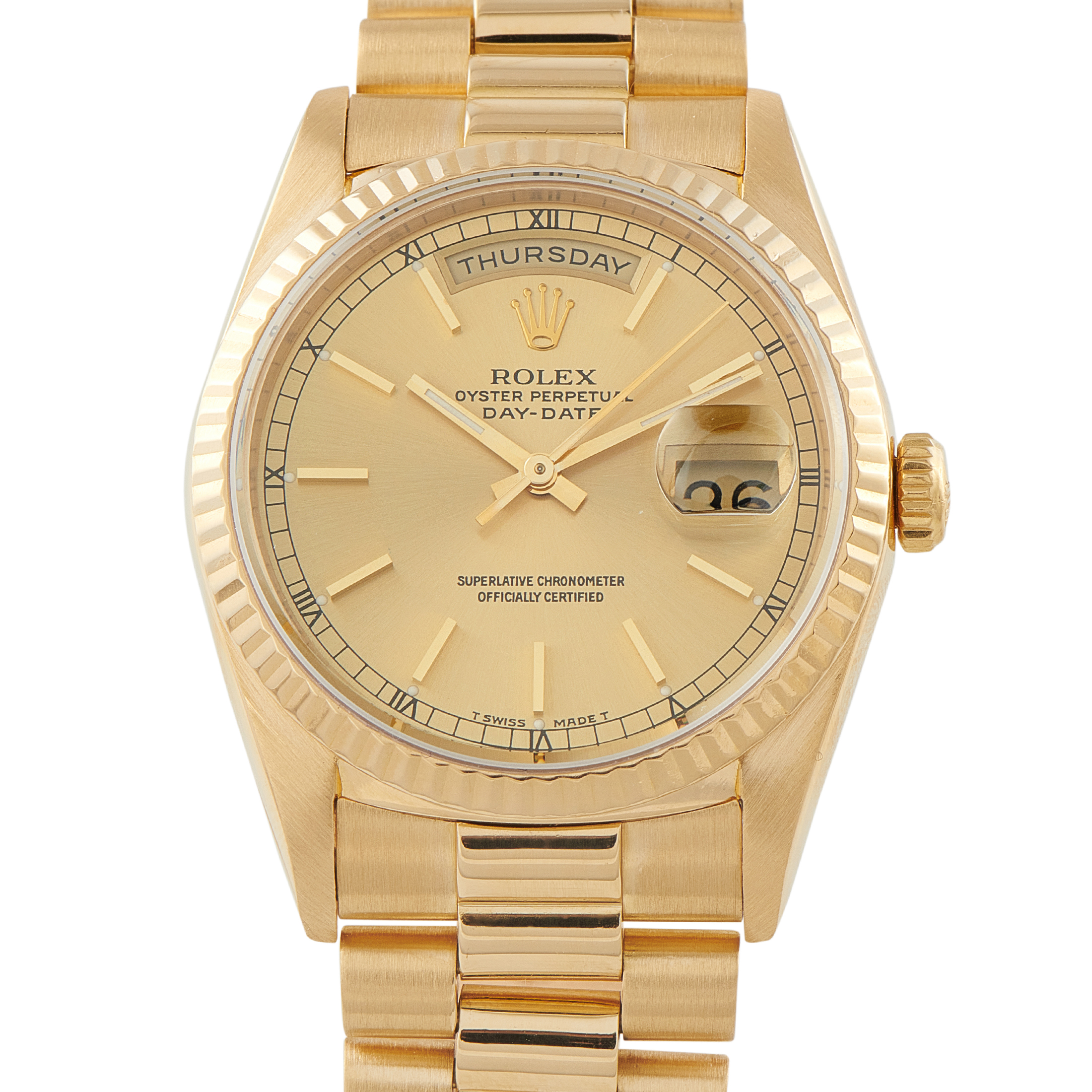 Rolex Day-Date Champagne Dial Yellow Gold President Watch 18238