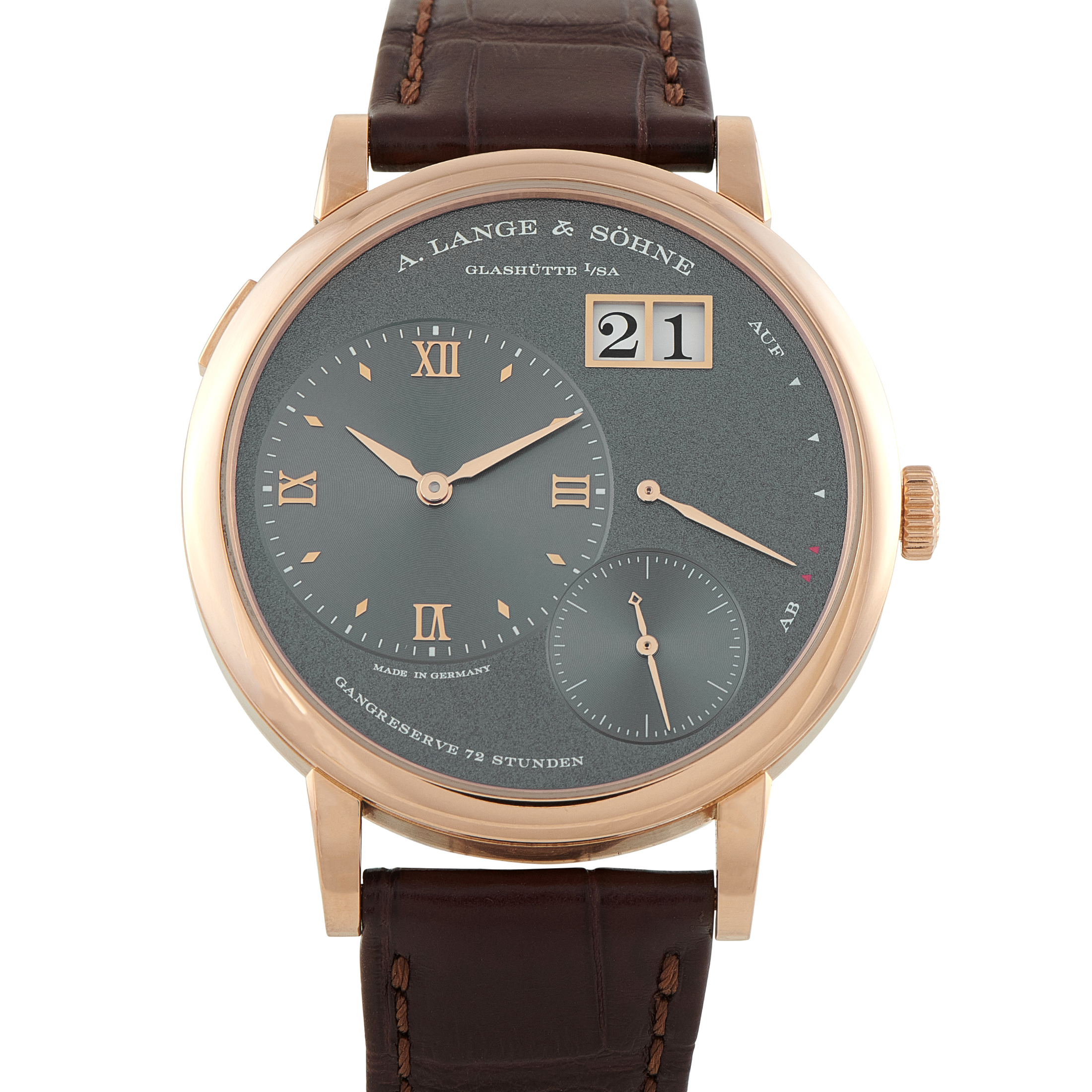 A. Lange & Sohne Grand Lange 1 Solid Silver Dial Rose Gold Watch 137.003