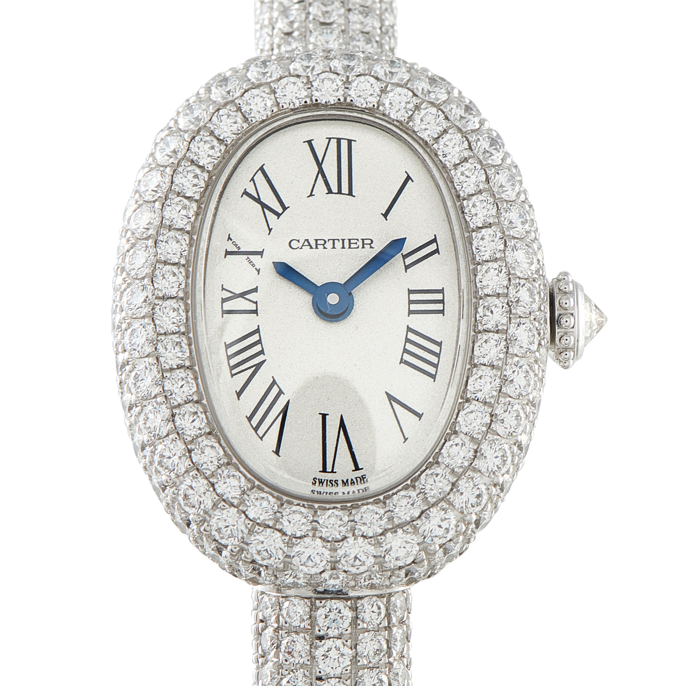 Cartier Baignoire Diamond and 18K White Gold Ladies Watch hpi01773