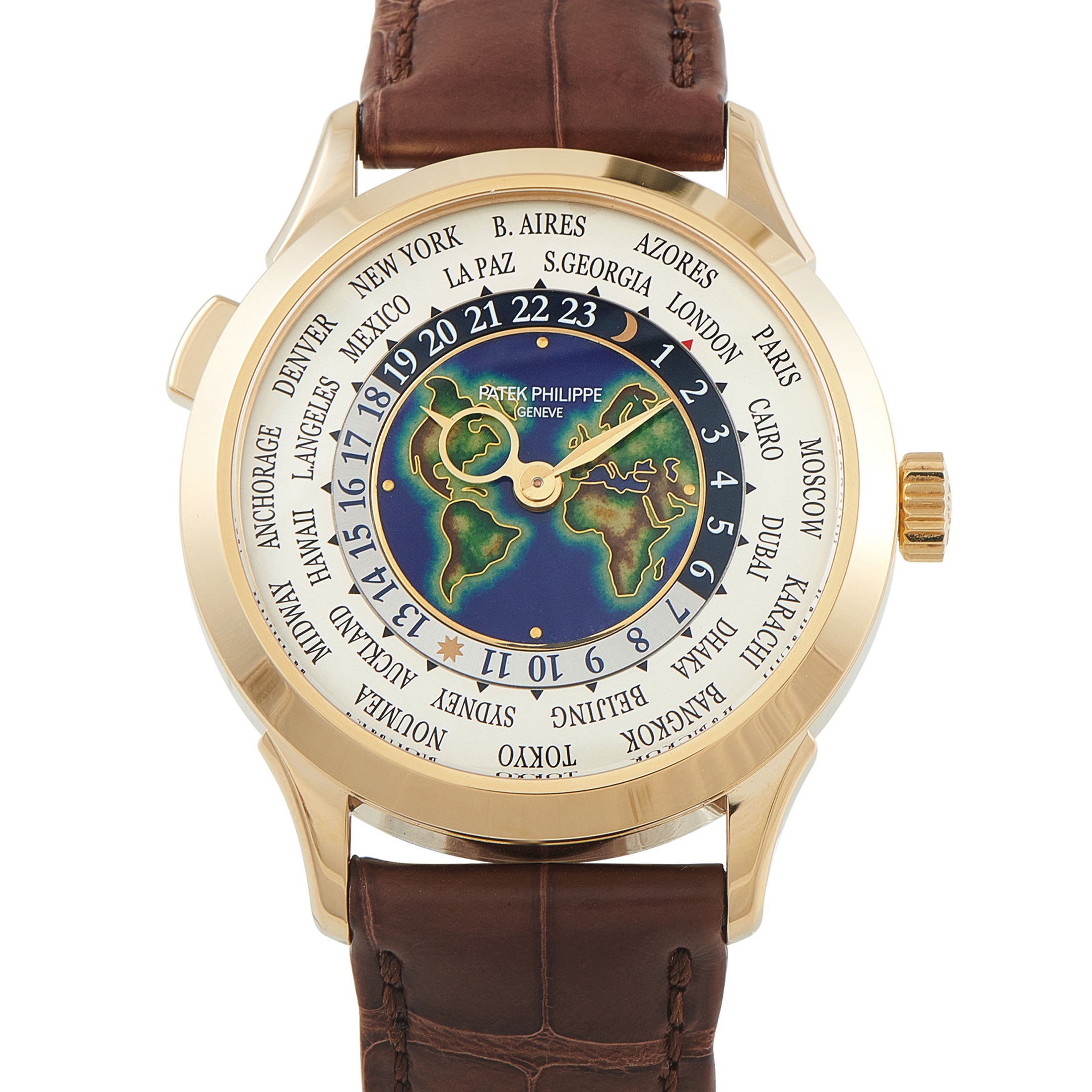 Patek Philippe Complications World Time Enamel Dial Yellow Gold Watch 5231J-001
