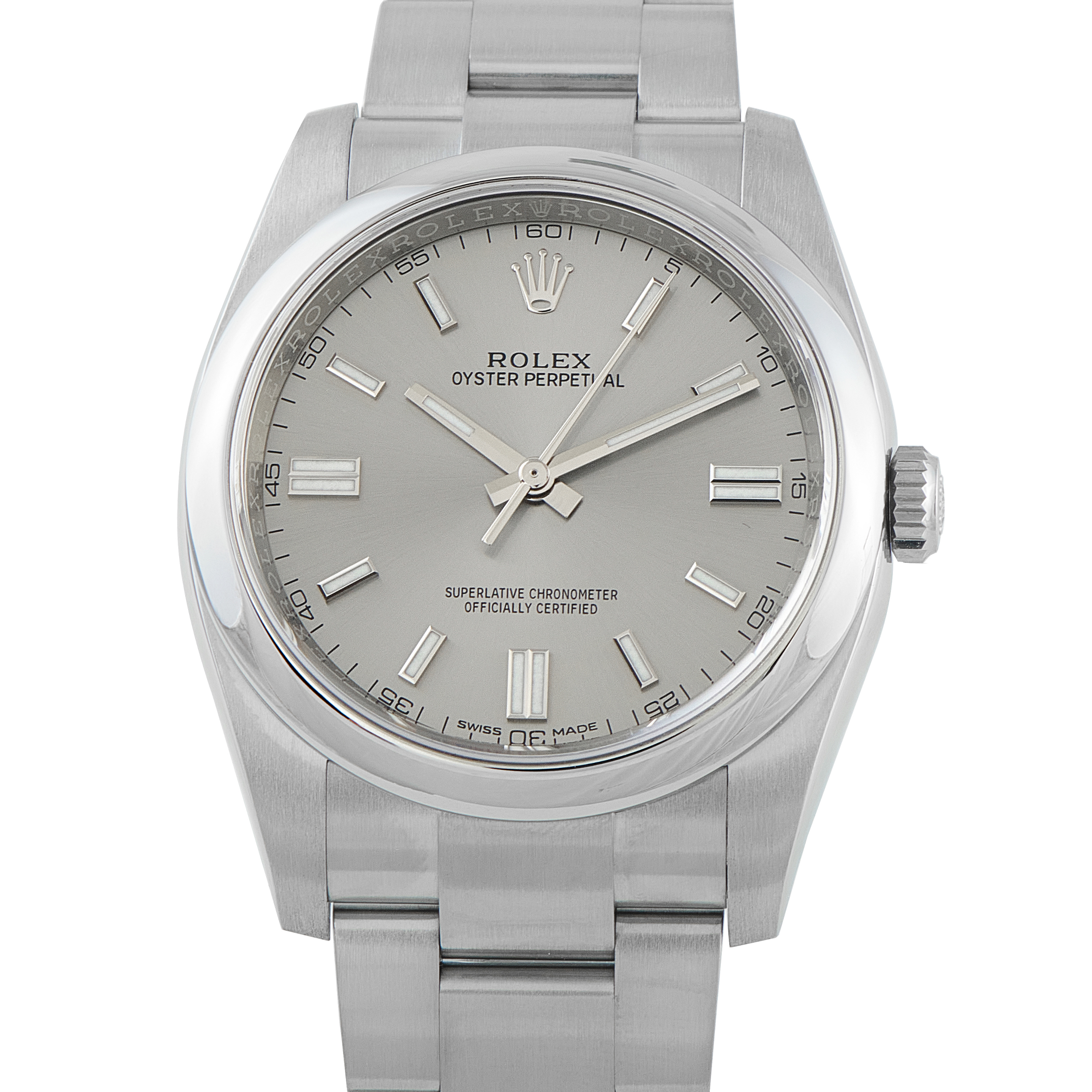 Rolex Oyster Perpetual Slate Dial Steel Watch 116000