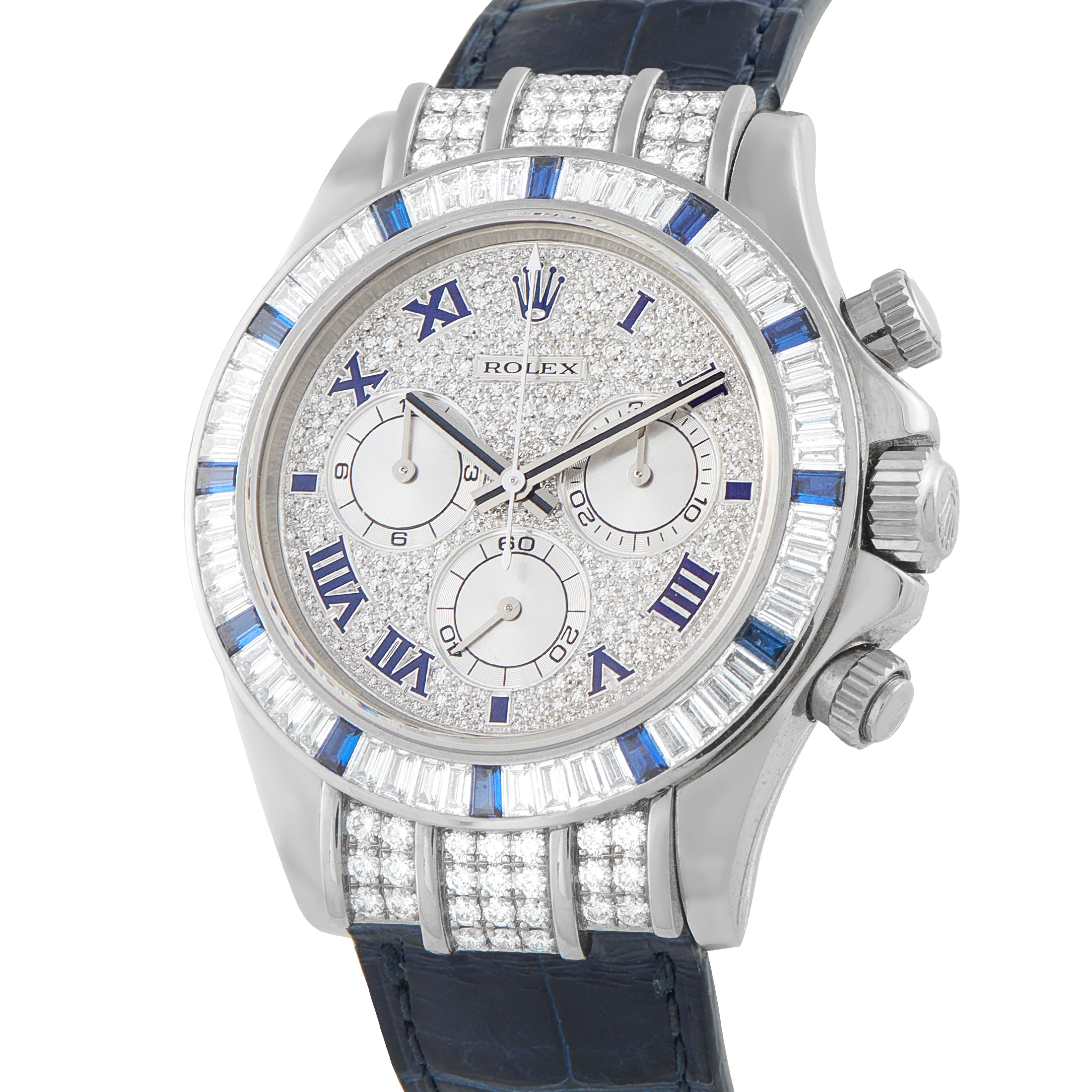 Rolex Daytona Diamond and Sapphire Bezel White Gold Watch 116599 - Image 2