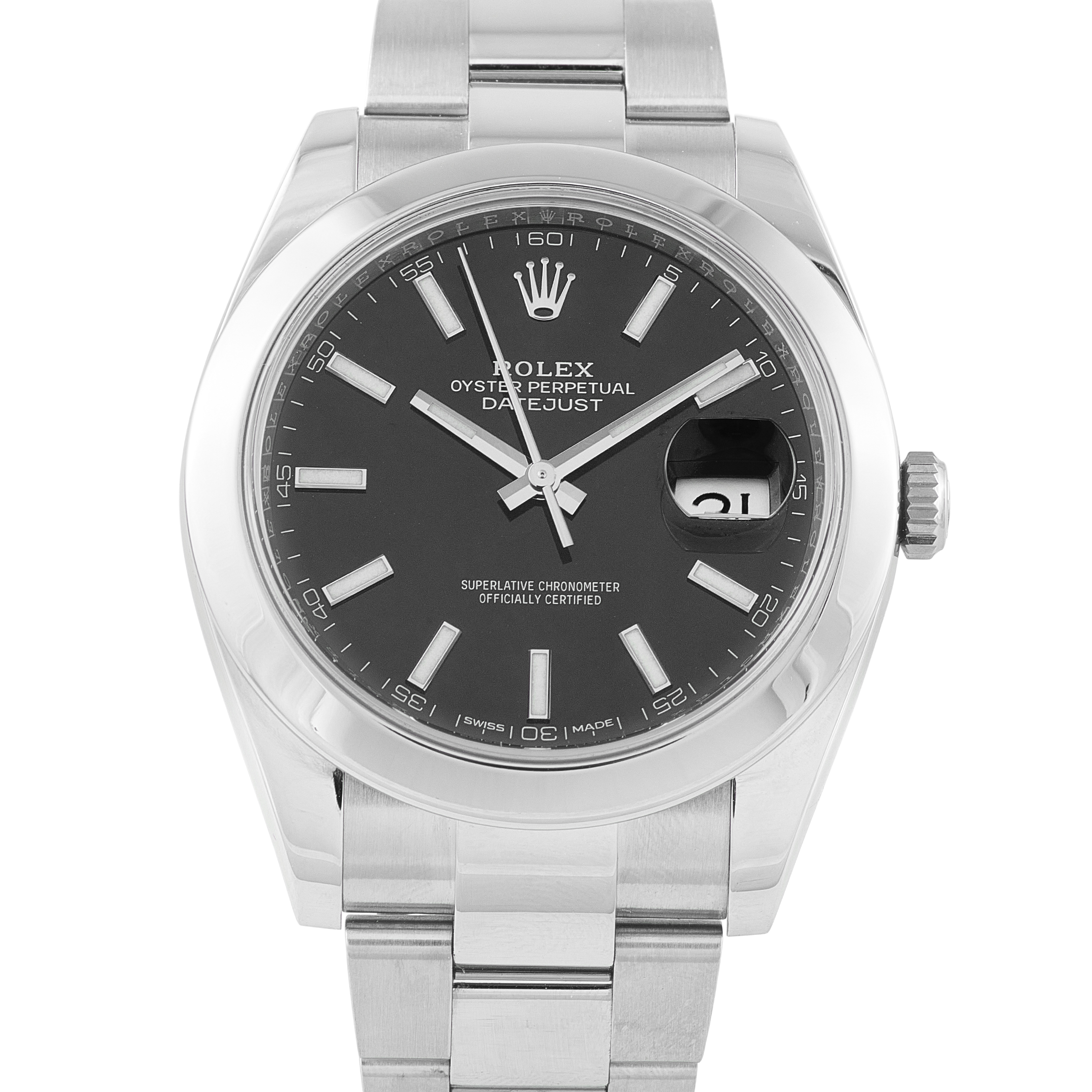 Rolex Datejust 41 Black Dial Steel Oyster Watch 126300