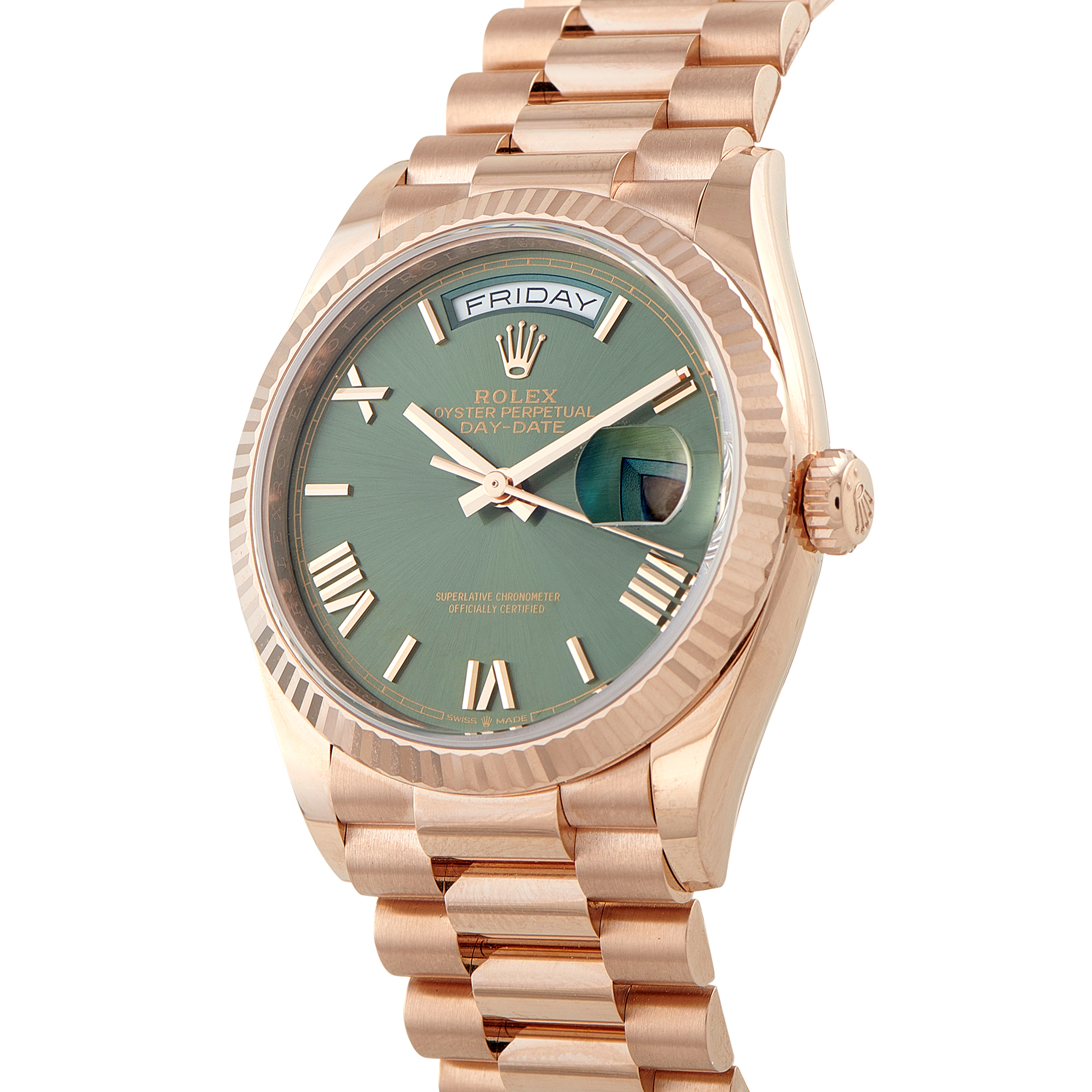 Rolex Day-Date 36 Green Dial Everose Gold President Watch 128235-0089 - Image 2