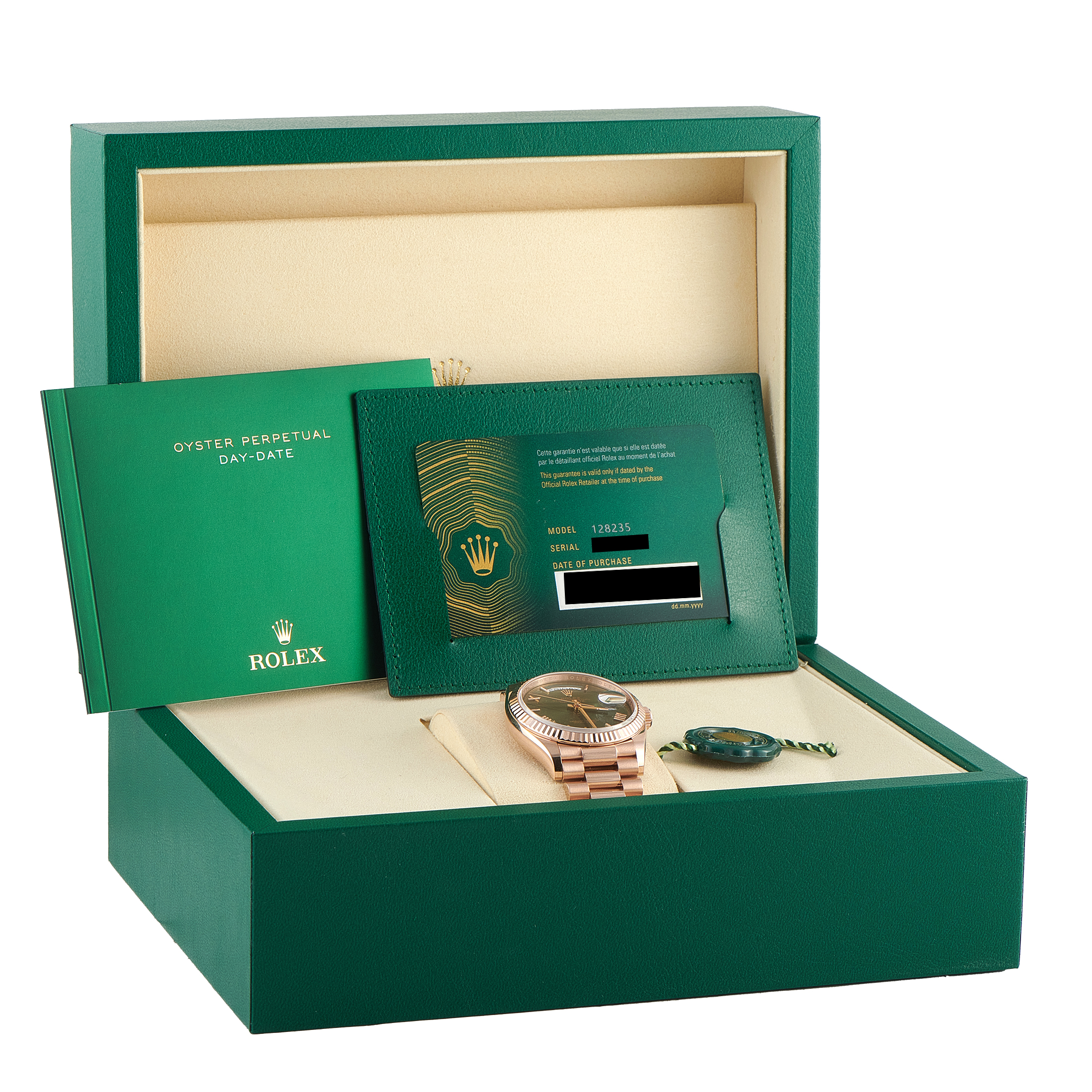 Rolex Day-Date 36 Green Dial Everose Gold President Watch 128235-0089 - Image 5
