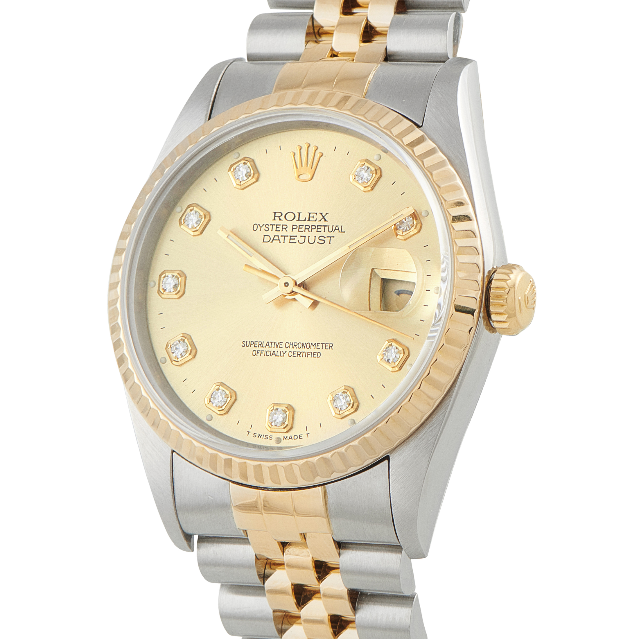 Rolex Datejust 36 Champagne Diamond Dial Two-Tone Jubilee Watch 16233 - Image 2