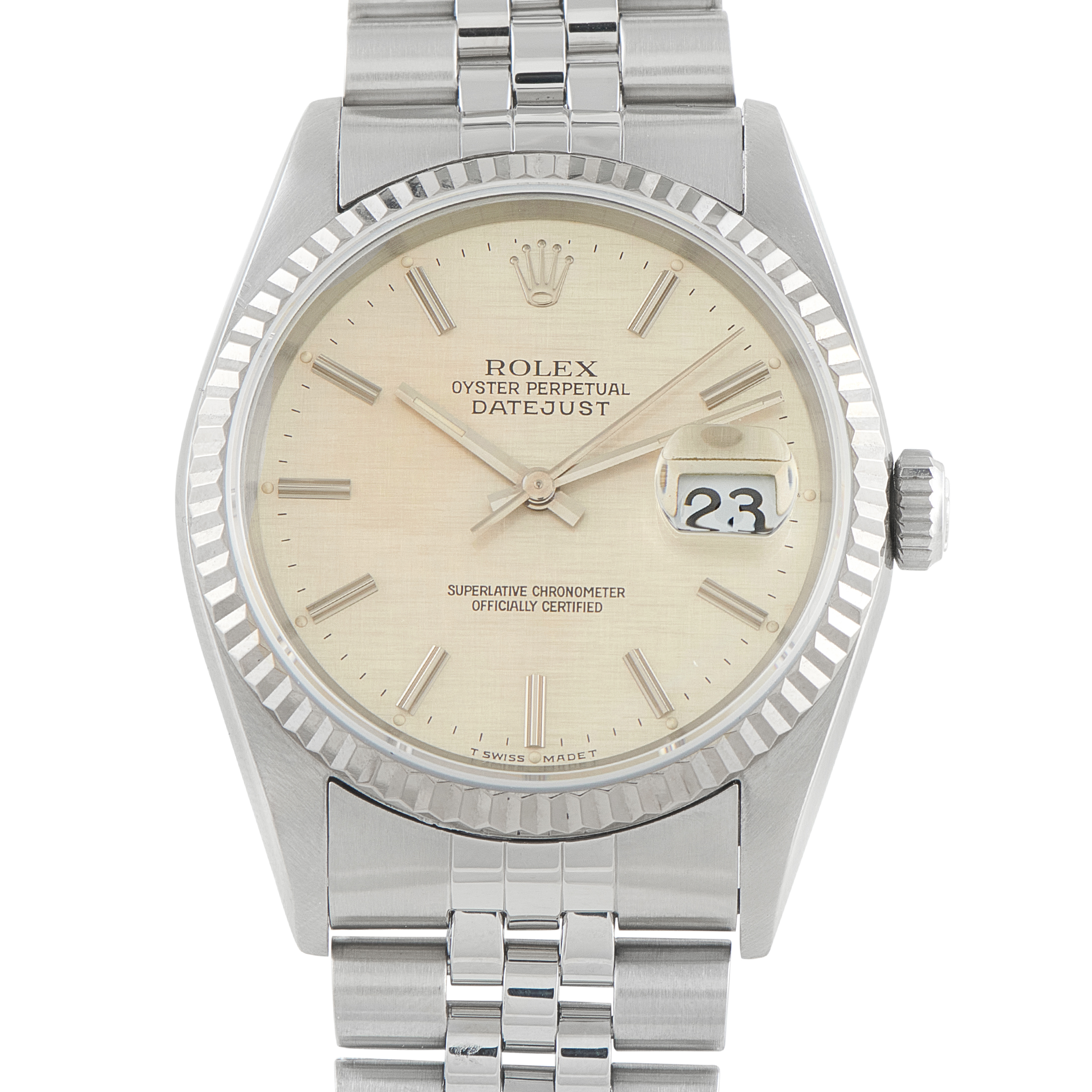 Rolex Datejust 36 Linen Dial Steel Jubilee Watch 16234